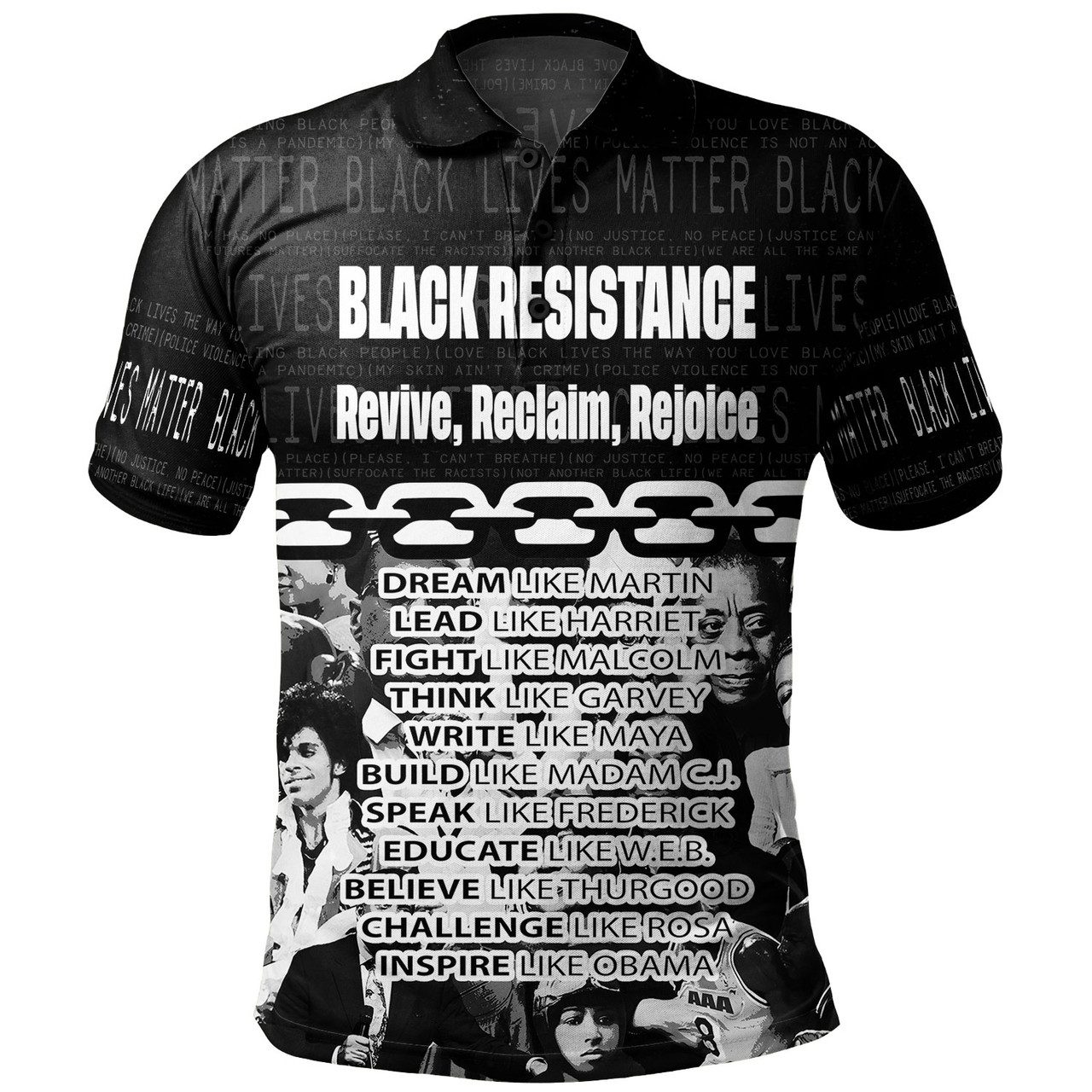 African Black History Month Polo Shirt – Custom Black Resistance African American Civil Rights Leaders Polo Shirt