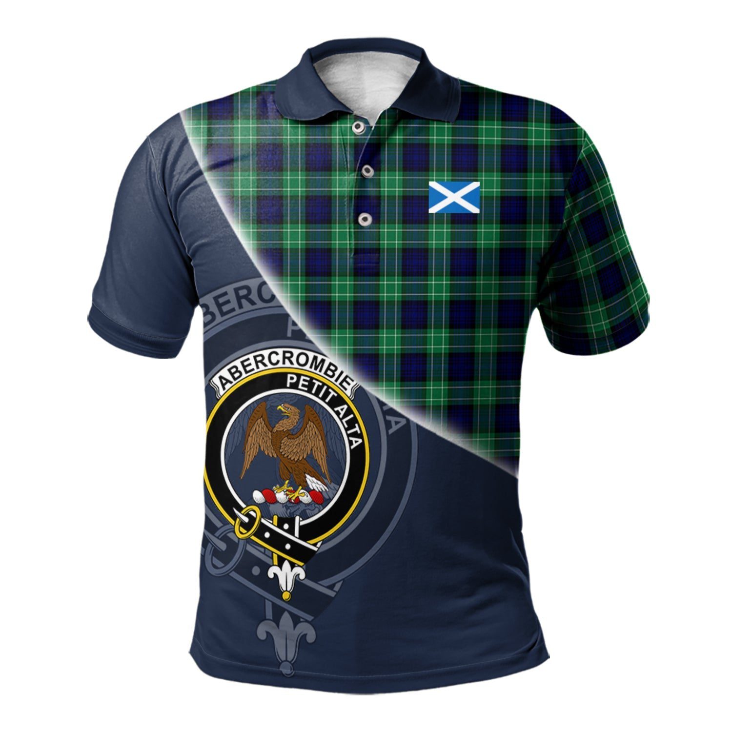 Abercrombie Clan Scotland Golf Polo, Tartan Mens Polo Shirts with Scottish Flag Half Style K23