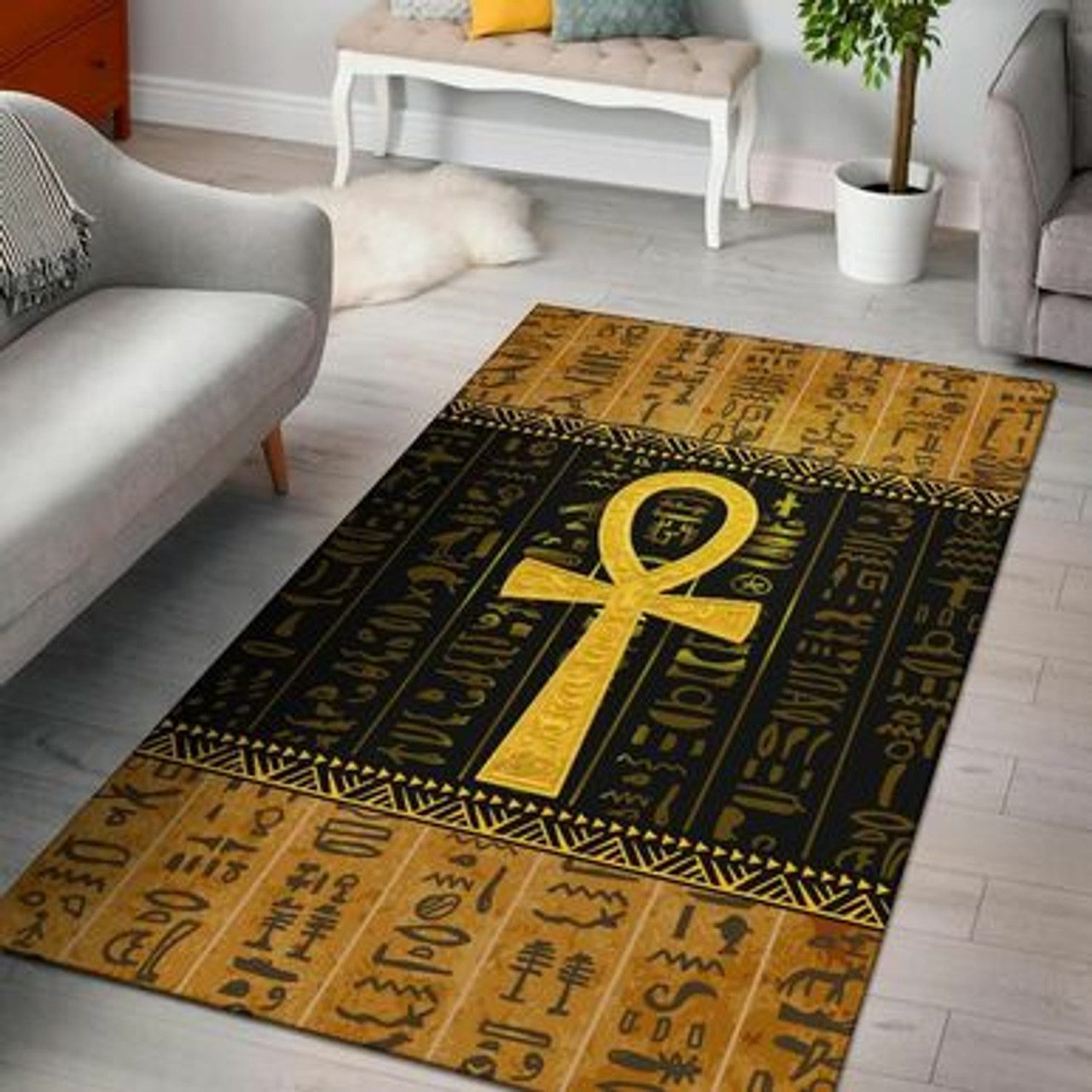 Egyptian Area Rug – African Patterns Ankh Egypt Area Rug