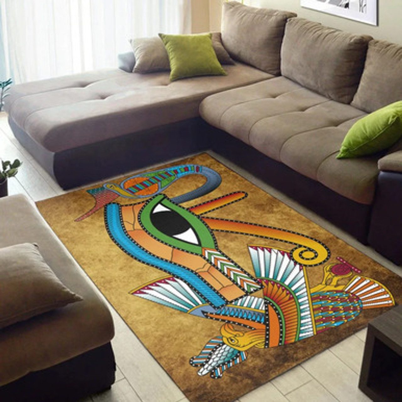 Egyptian Area Rug – African Patterns Egyptian Hieroglyphics and Gods Self Knowledge Area Rug