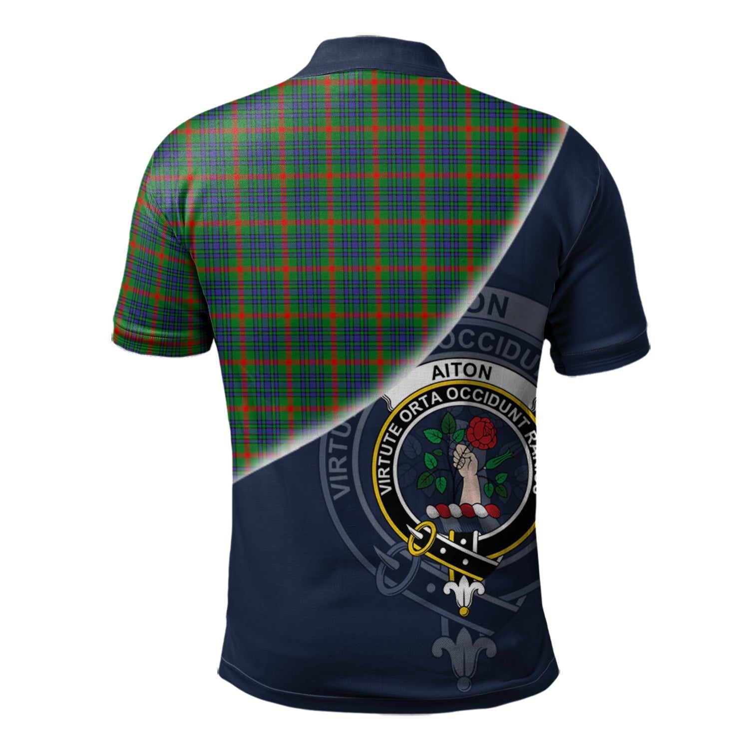 Aiton Clan Scotland Golf Polo, Tartan Mens Polo Shirts with Scottish Flag Half Style K23