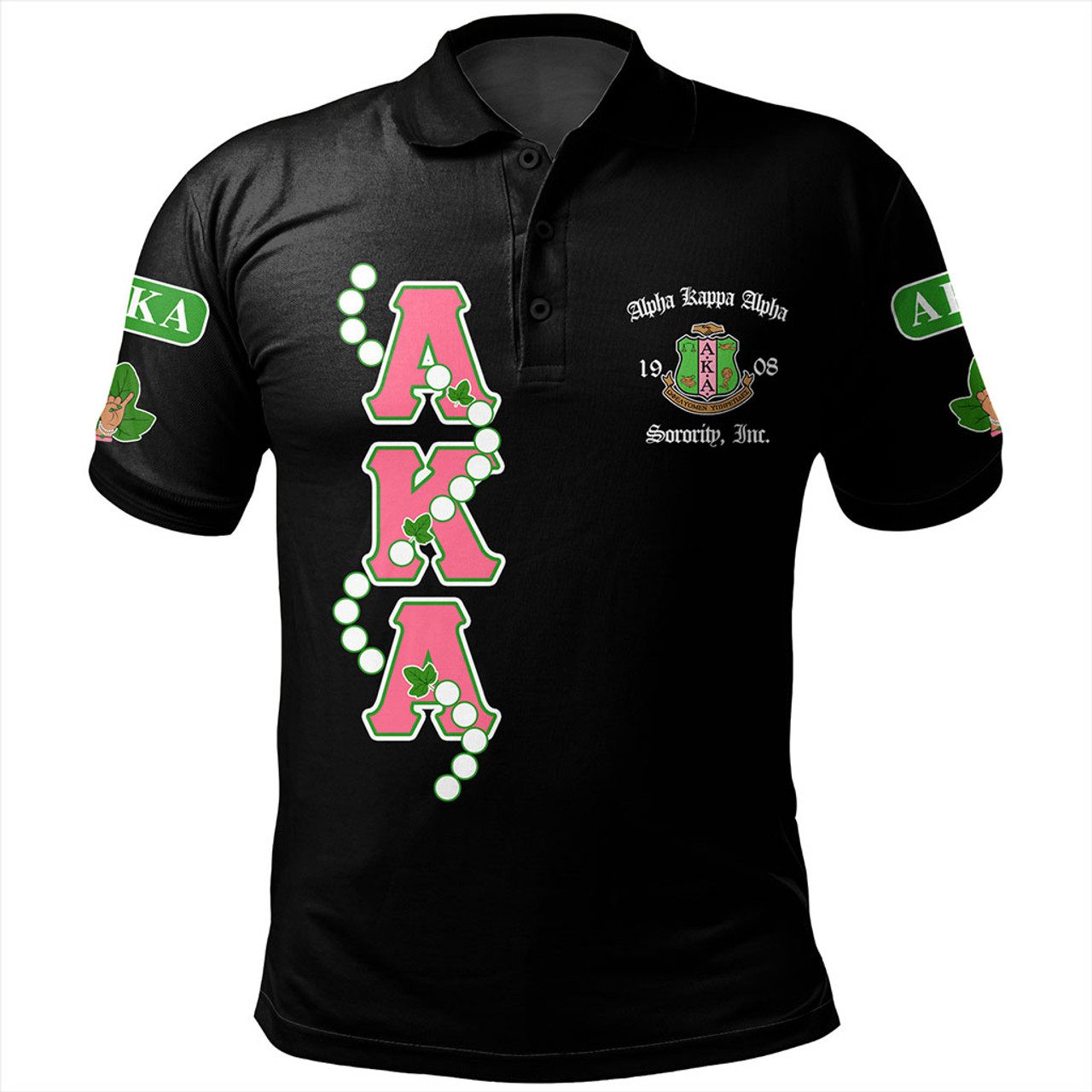 Alpha Kappa Alpha Polo Shirt Sorority Pearl And Ivy Leaf