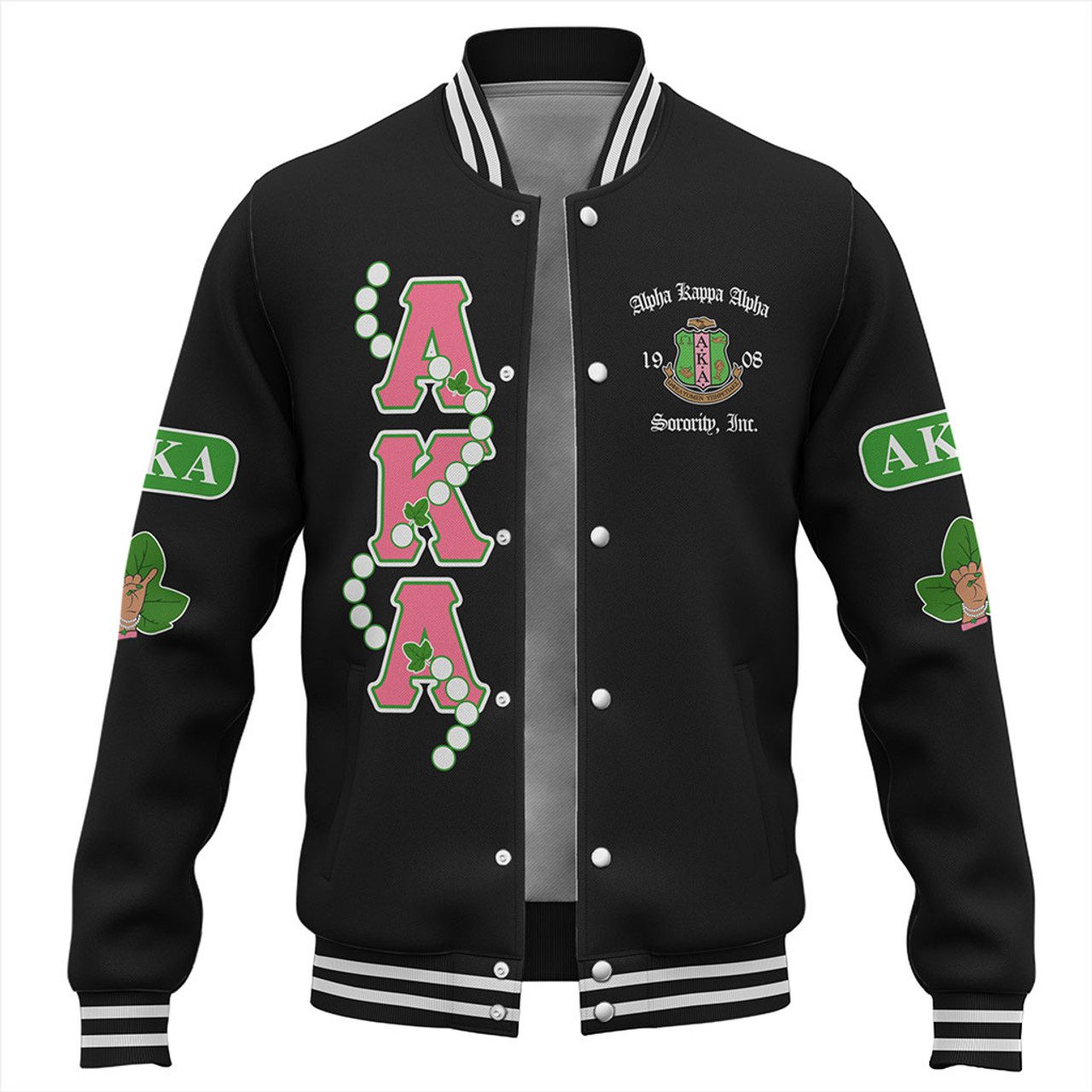 Alpha Kappa Alpha Baseball Jacket Sorority Pearl And Ivy Leaf