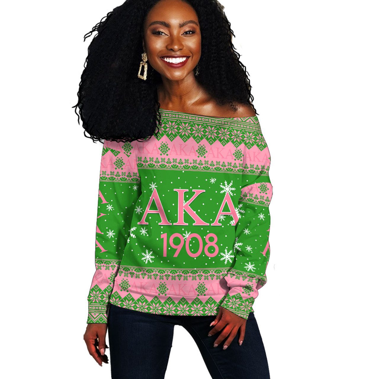 Alpha Kappa Alpha Off Shoulder Sweatshirt Sorority Inc Christmas
