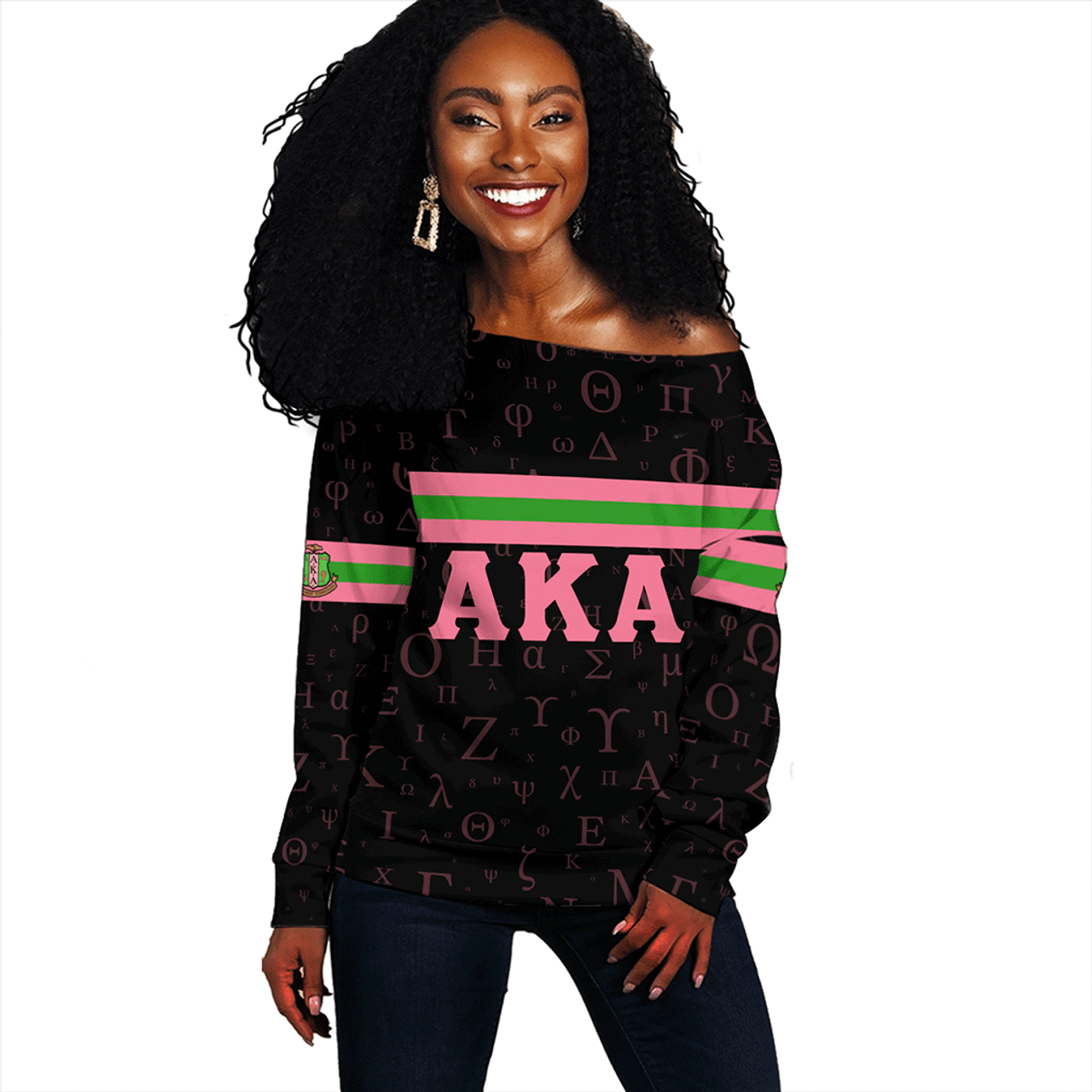 Alpha Kappa Alpha Off Shoulder Sweatshirt Alphabet Style