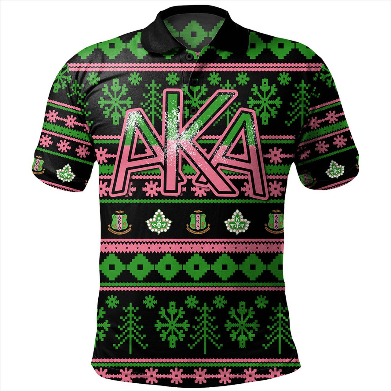 Alpha Kappa Alpha Polo Shirt Christmas Style Grunge