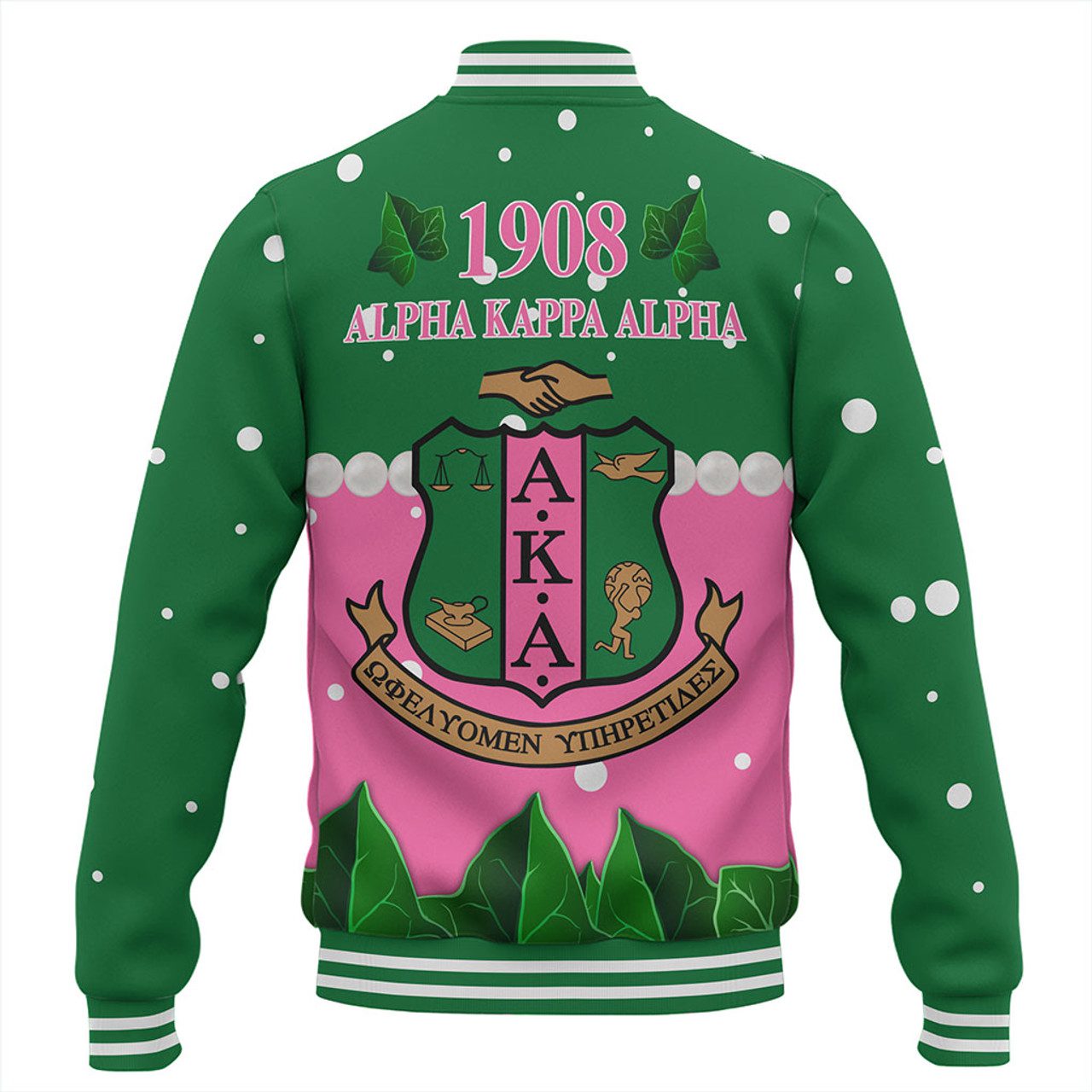 Alpha Kappa Alpha Baseball Jacket Ivy Leaf Style Pearls