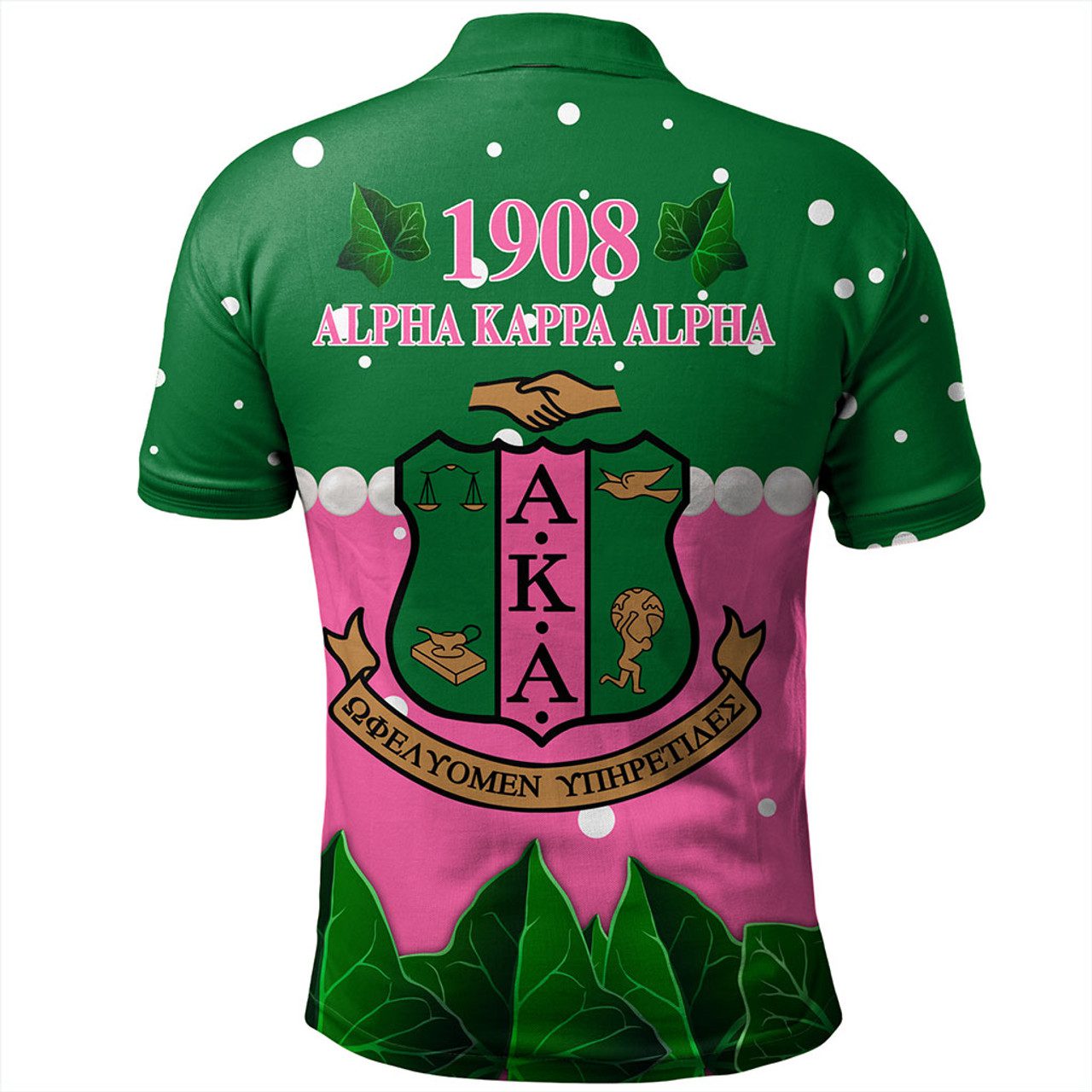 Alpha Kappa Alpha Polo Shirt Ivy Leaf Style Pearls