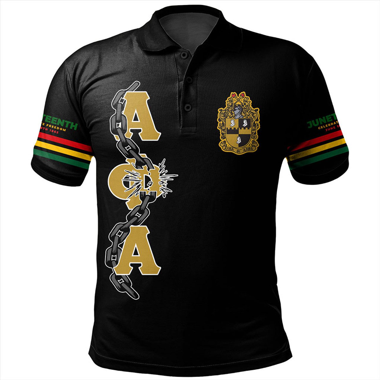 Alpha Phi Alpha Polo Shirt Juneteenth Chain Freedom Day