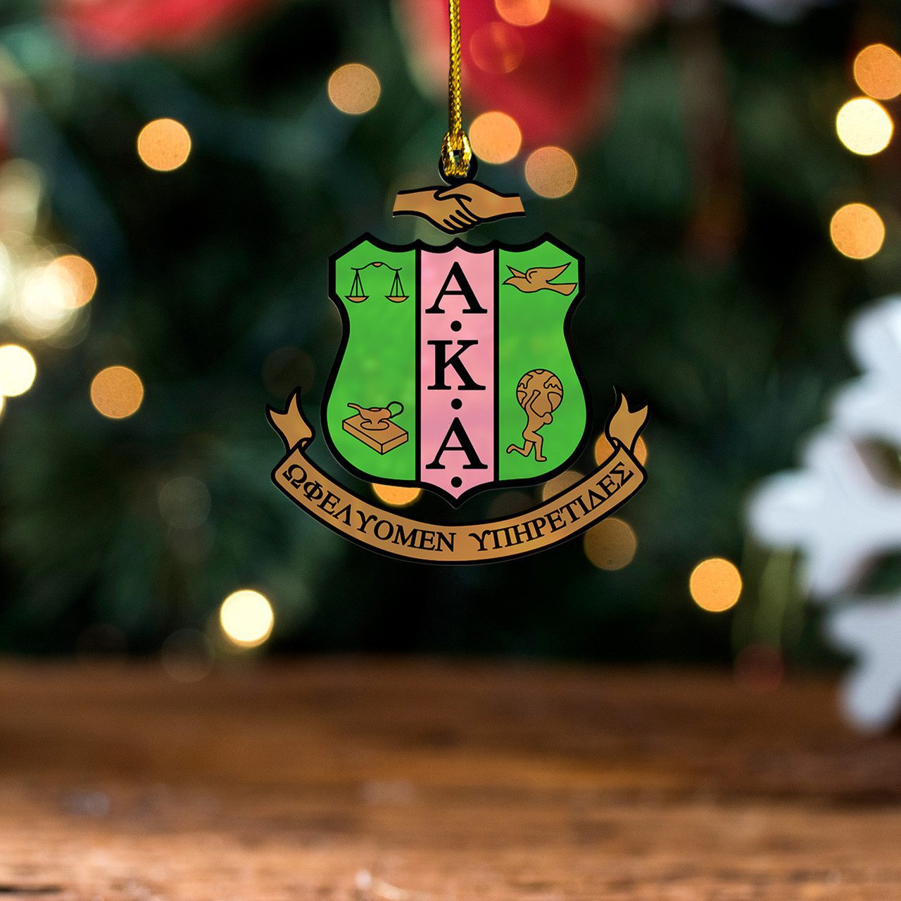 Alpha Kappa Alpha Acrylic Ornament Crest