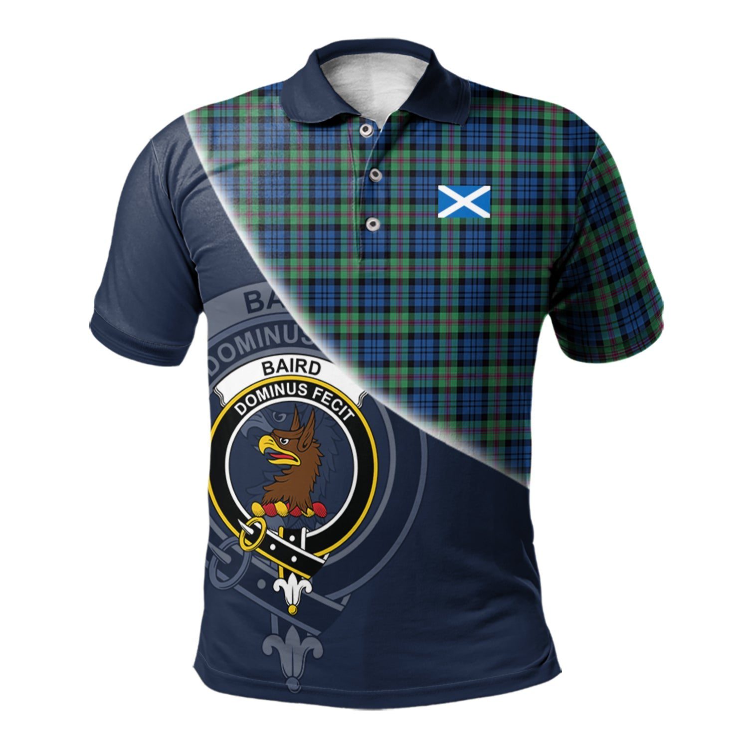 Baird Ancient Clan Scotland Golf Polo, Tartan Mens Polo Shirts with Scottish Flag Half Style K23