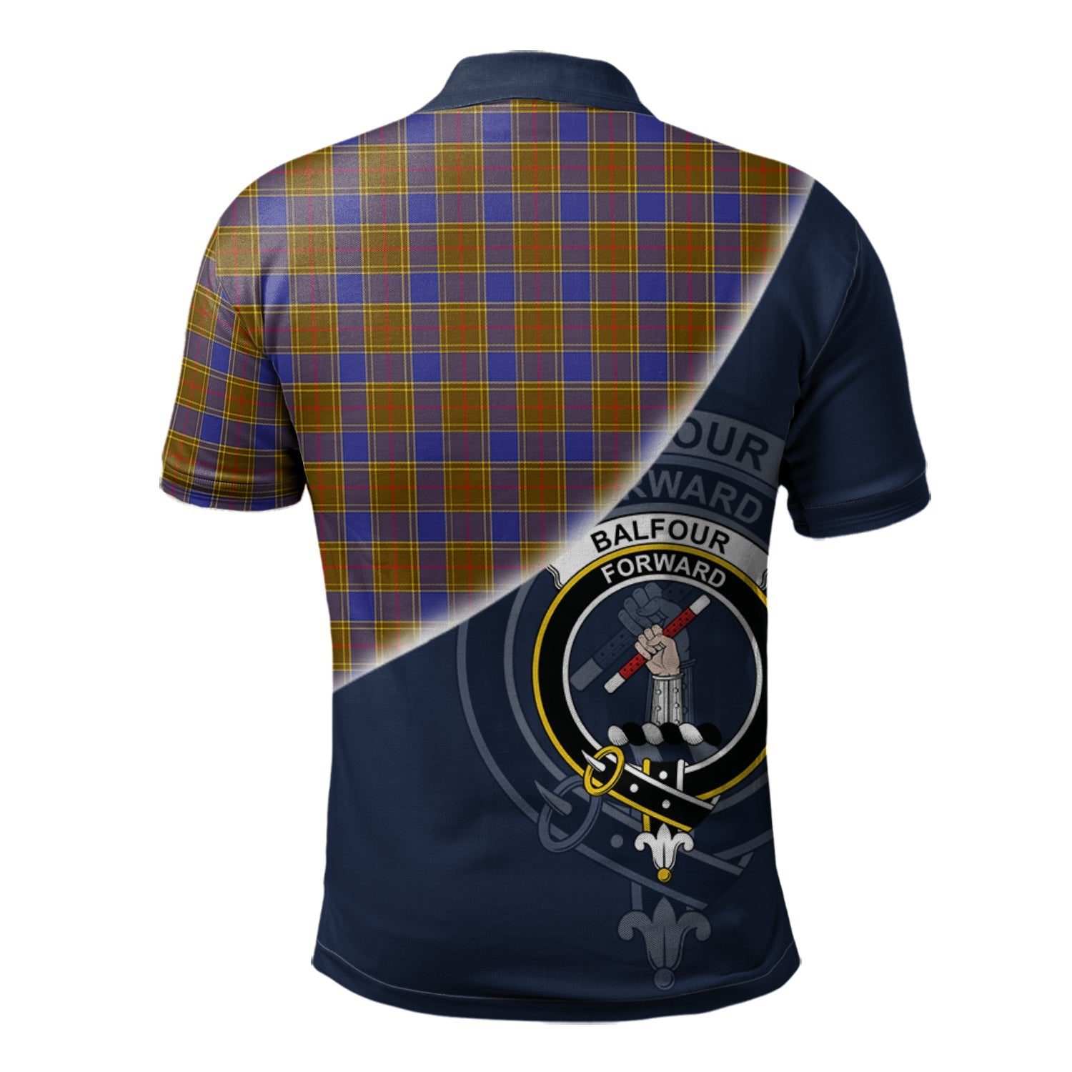 Balfour Modern Clan Scotland Golf Polo, Tartan Mens Polo Shirts with Scottish Flag Half Style K23