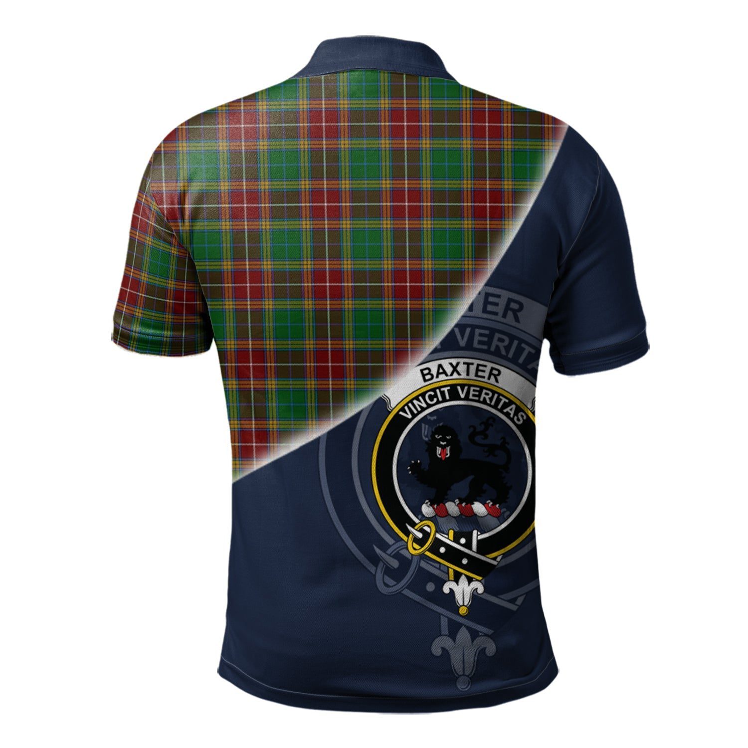 Baxter Clan Scotland Golf Polo, Tartan Mens Polo Shirts with Scottish Flag Half Style K23