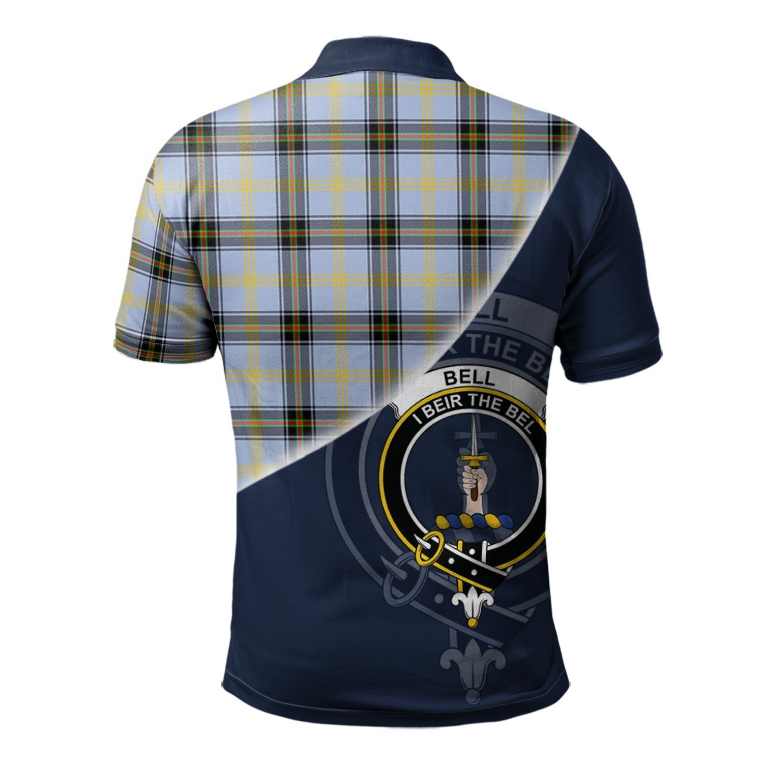 Bell Clan Scotland Golf Polo, Tartan Mens Polo Shirts with Scottish Flag Half Style K23