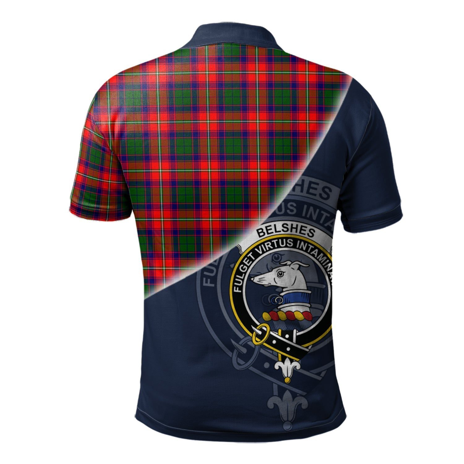 Belshes Clan Scotland Golf Polo, Tartan Mens Polo Shirts with Scottish Flag Half Style K23