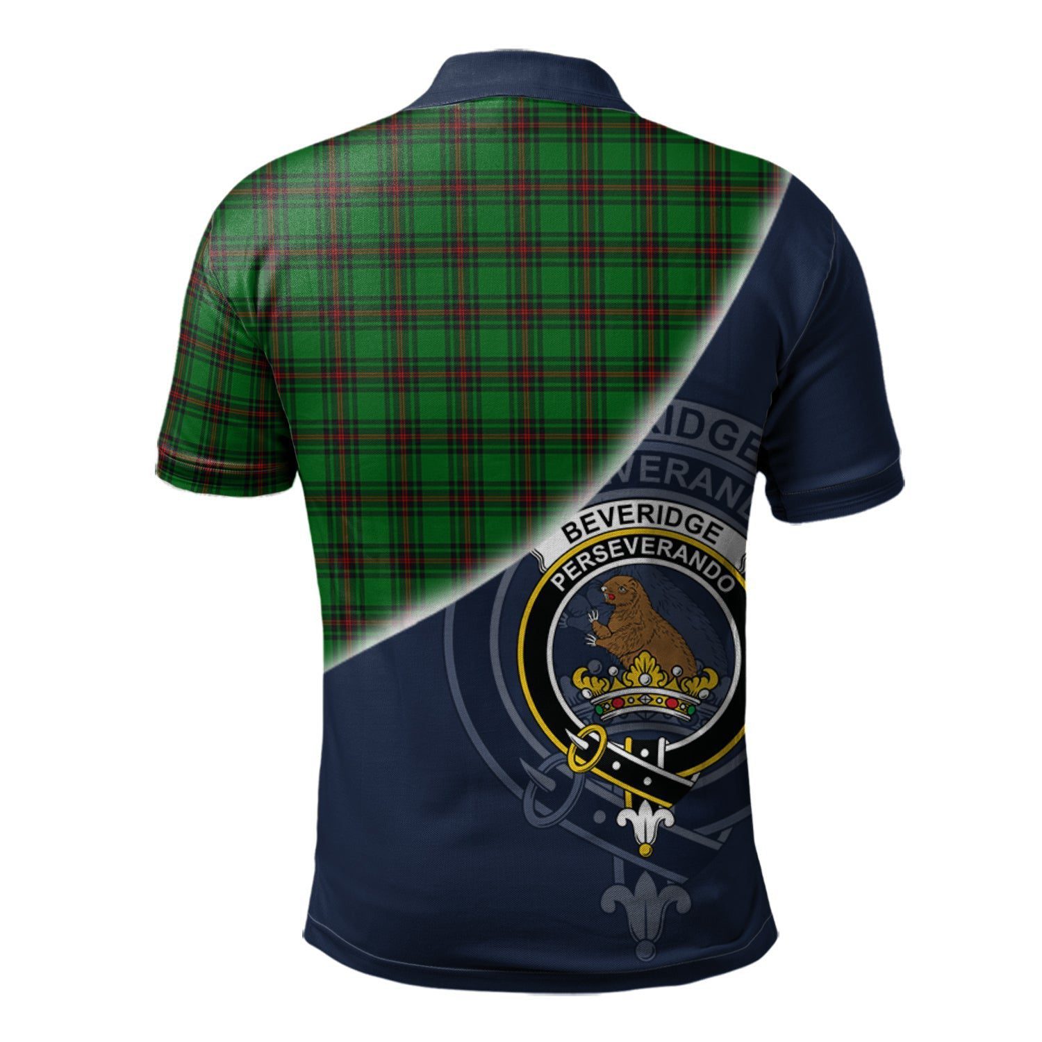 Beveridge Clan Scotland Golf Polo, Tartan Mens Polo Shirts with Scottish Flag Half Style K23