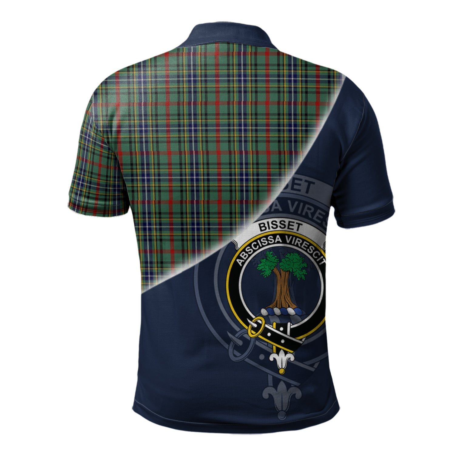 Bisset Clan Scotland Golf Polo, Tartan Mens Polo Shirts with Scottish Flag Half Style K23