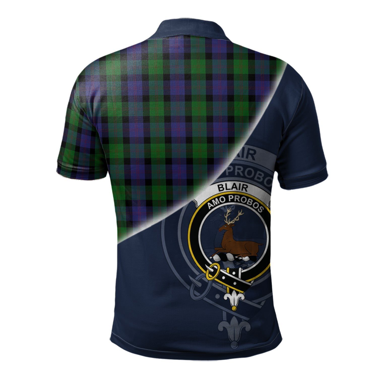 Blair Clan Scotland Golf Polo, Tartan Mens Polo Shirts with Scottish Flag Half Style K23