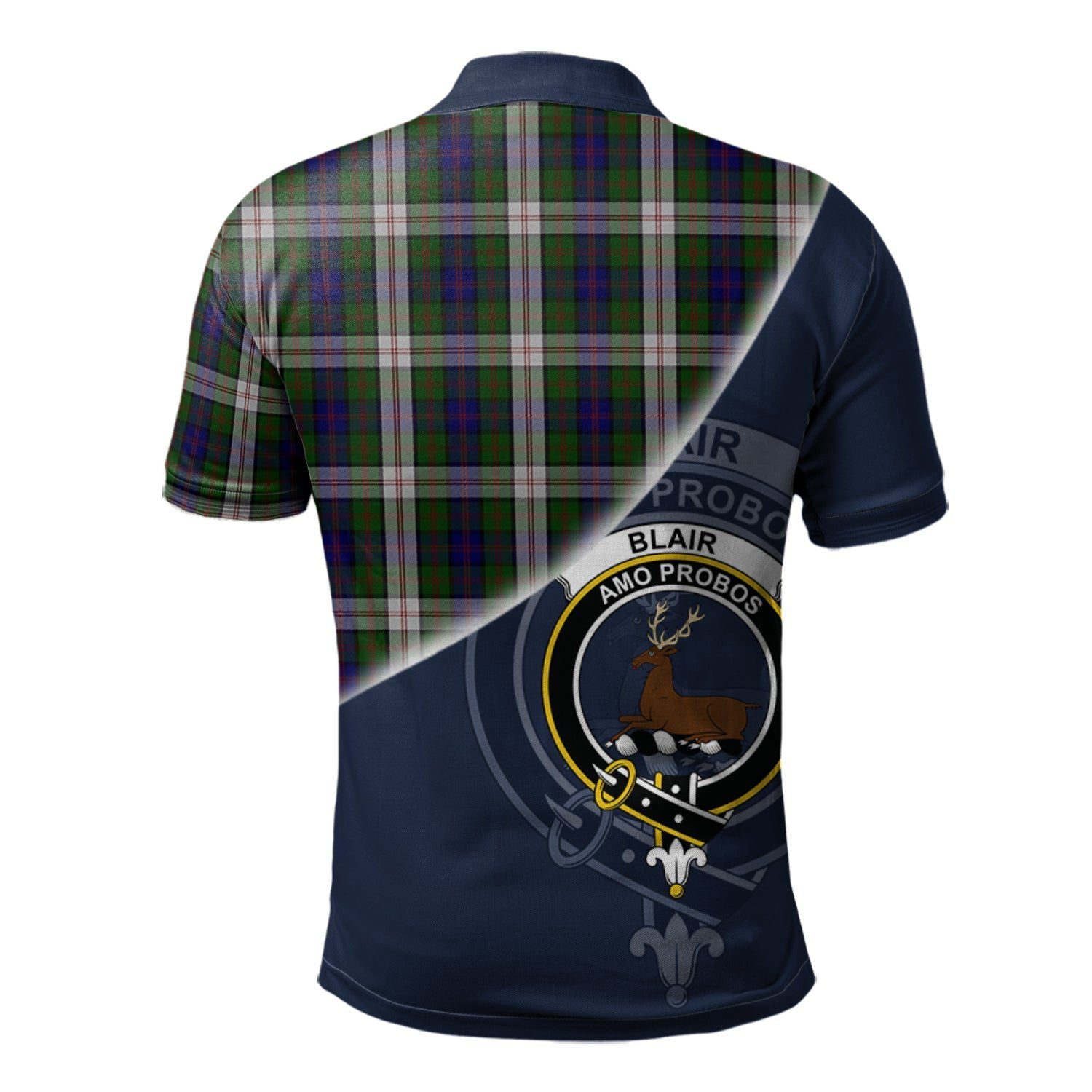 Blair Dress Clan Scotland Golf Polo, Tartan Mens Polo Shirts with Scottish Flag Half Style K23