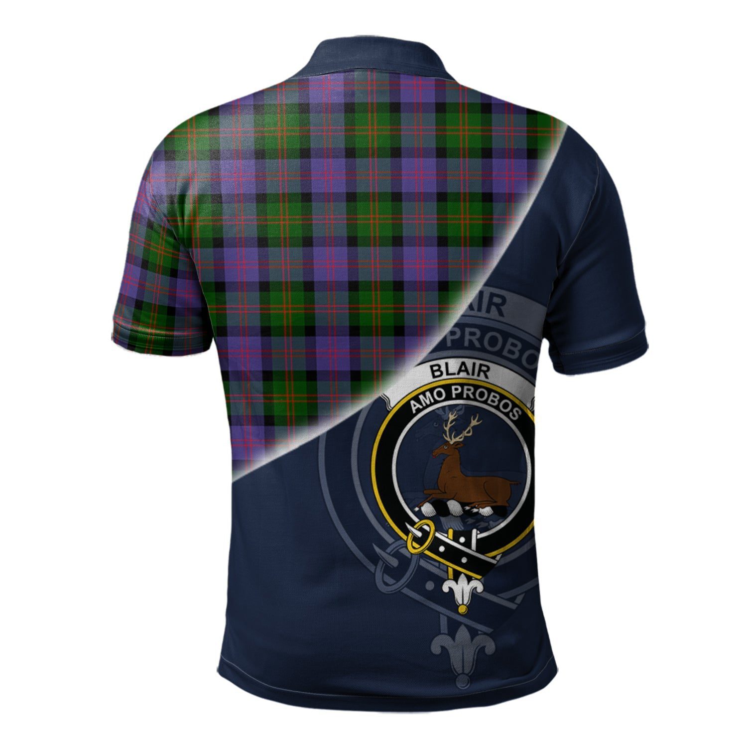 Blair Modern Clan Scotland Golf Polo, Tartan Mens Polo Shirts with Scottish Flag Half Style K23