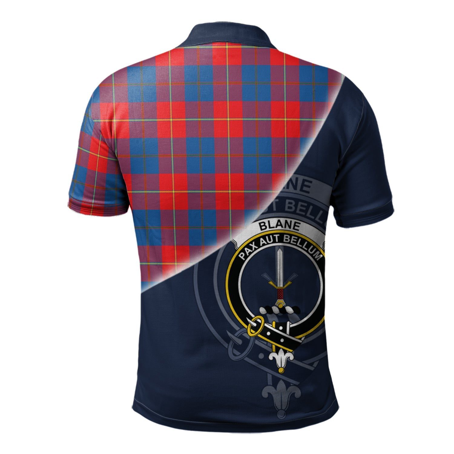 Blane Clan Scotland Golf Polo, Tartan Mens Polo Shirts with Scottish Flag Half Style K23