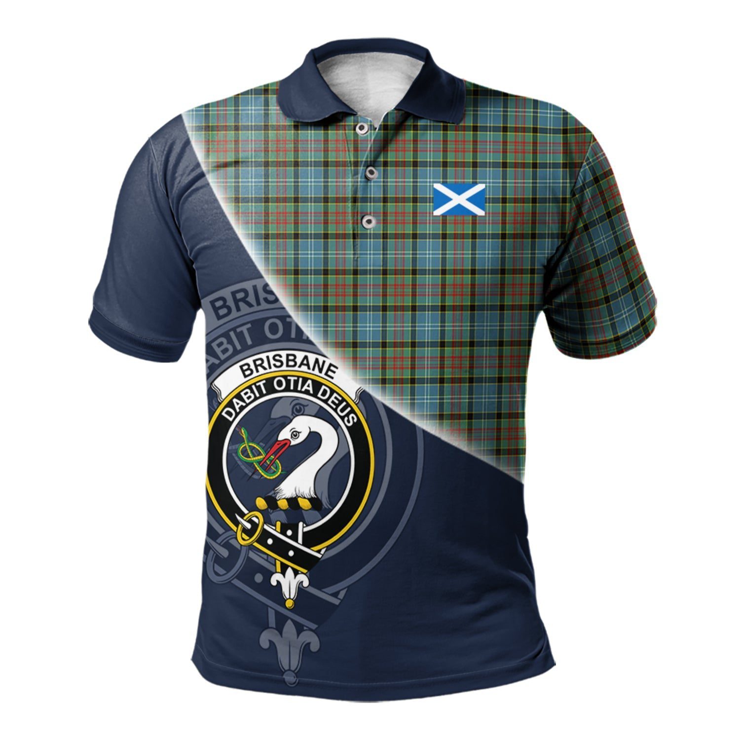 Brisbane modern Clan Scotland Golf Polo, Tartan Mens Polo Shirts with Scottish Flag Half Style K23