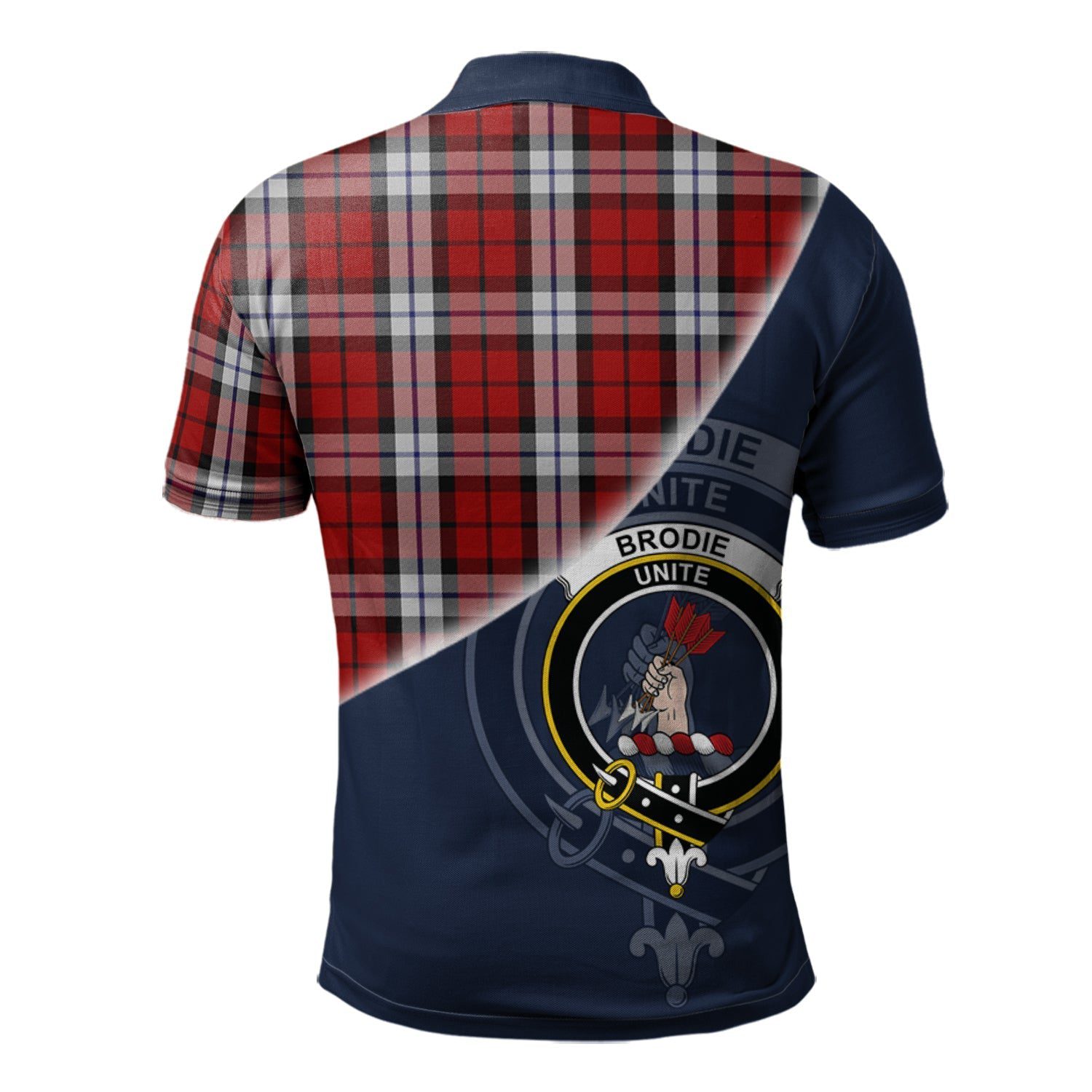 Brodie Dress Clan Scotland Golf Polo, Tartan Mens Polo Shirts with Scottish Flag Half Style K23