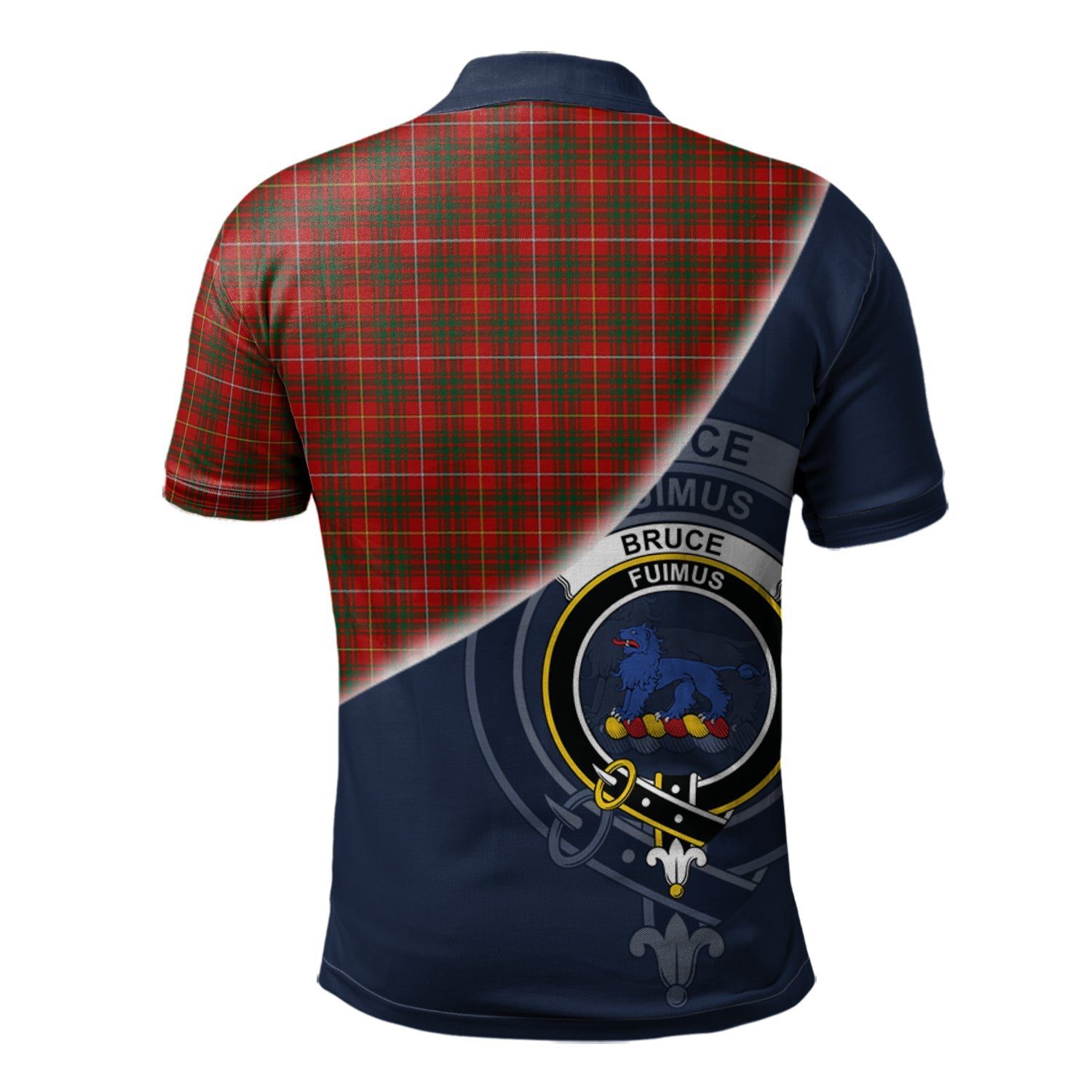 Bruce Clan Scotland Golf Polo, Tartan Mens Polo Shirts with Scottish Flag Half Style K23