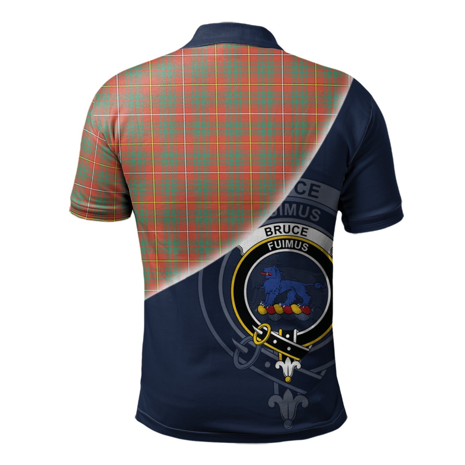Bruce Ancient Clan Scotland Golf Polo, Tartan Mens Polo Shirts with Scottish Flag Half Style K23