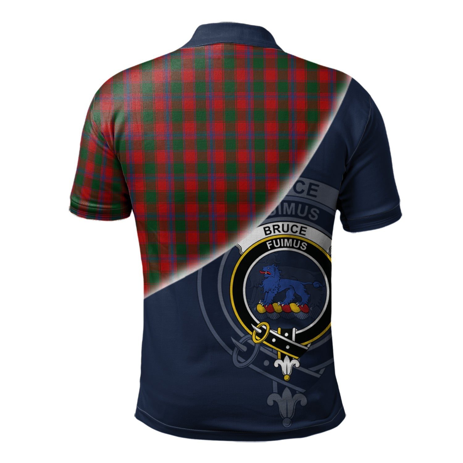 Bruce Old Clan Scotland Golf Polo, Tartan Mens Polo Shirts with Scottish Flag Half Style K23