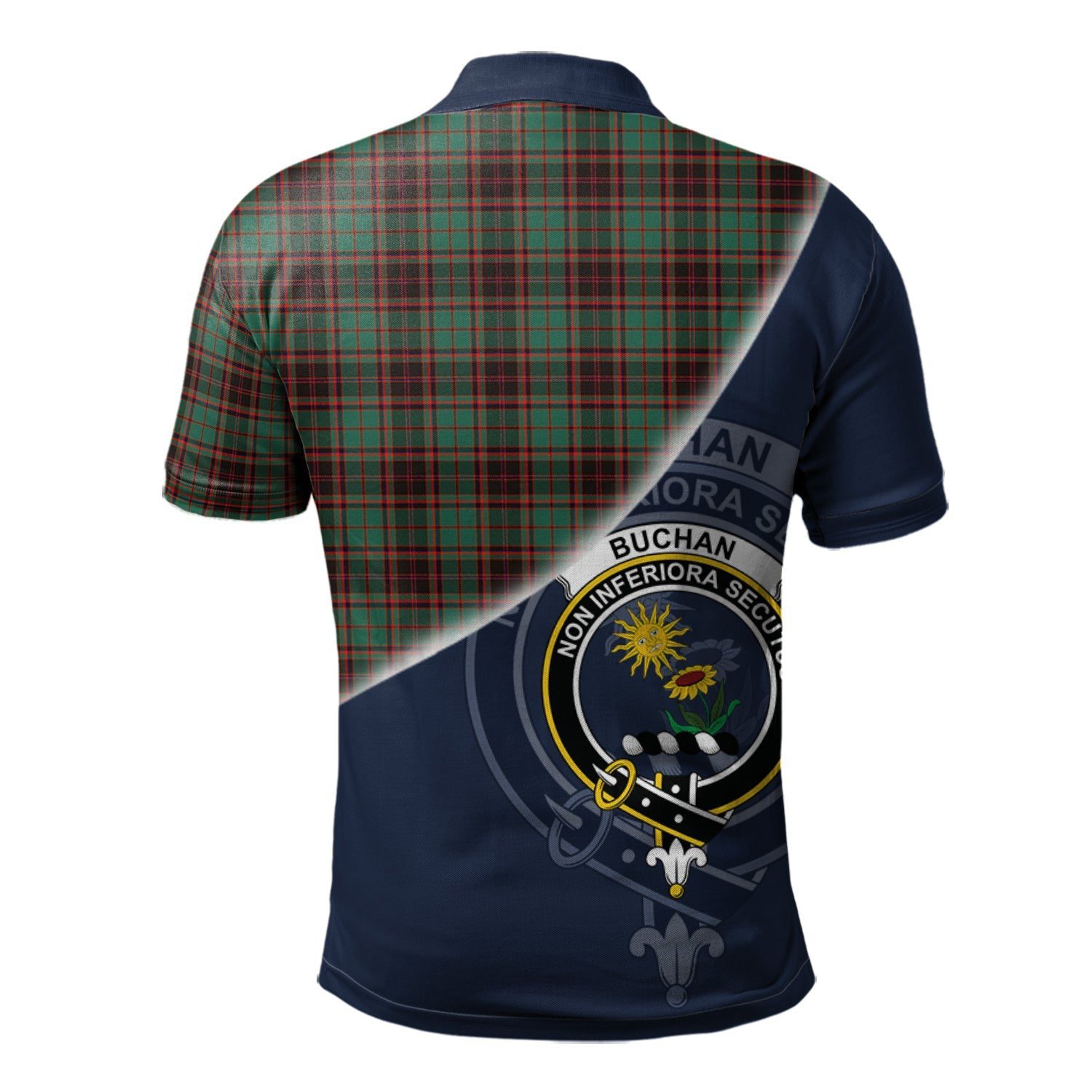 Buchan Ancient Clan Scotland Golf Polo, Tartan Mens Polo Shirts with Scottish Flag Half Style K23