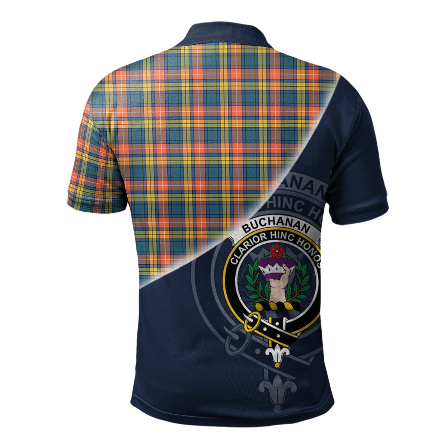 Buchanan Ancient Clan Scotland Golf Polo, Tartan Mens Polo Shirts with Scottish Flag Half Style K23