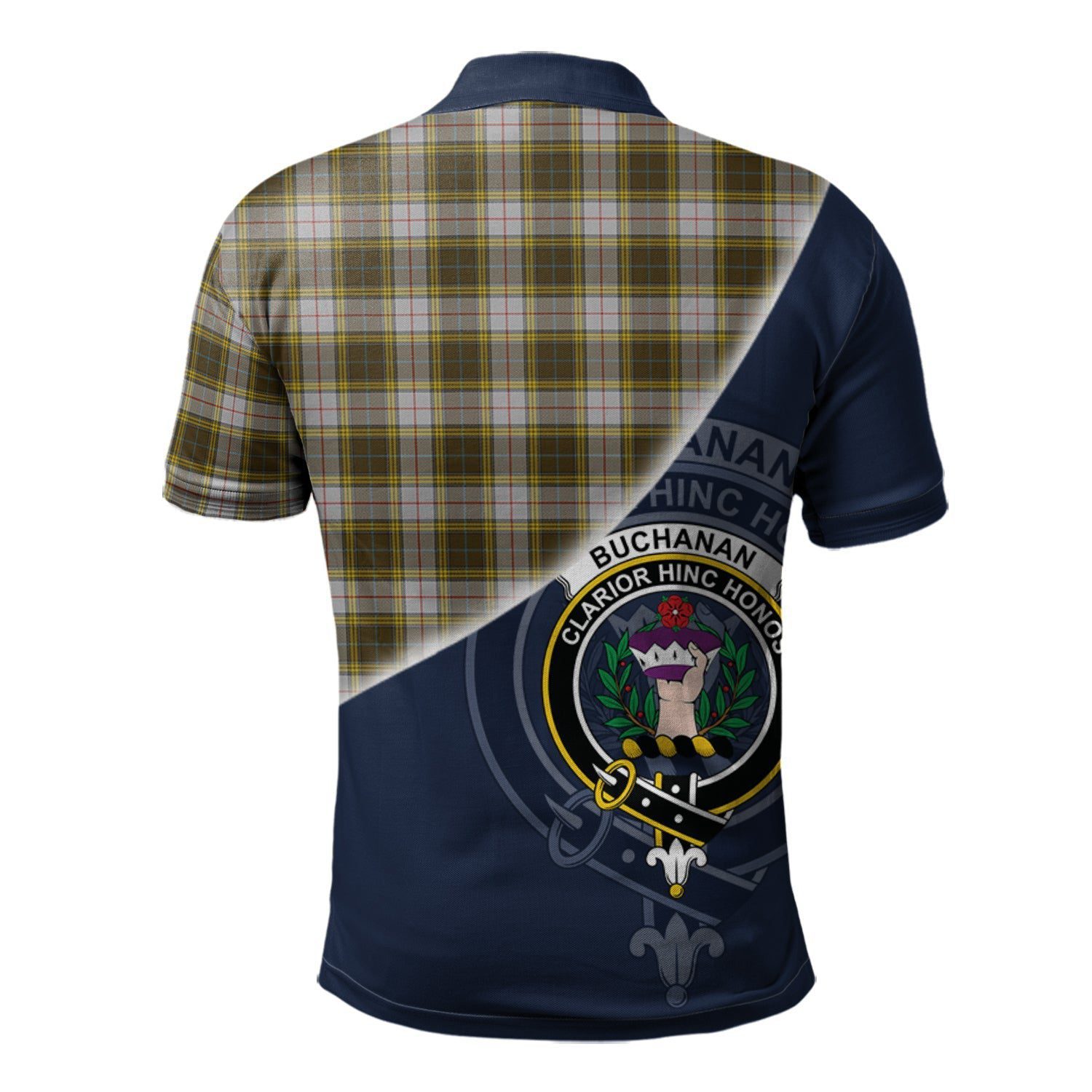 Buchanan Dress Clan Scotland Golf Polo, Tartan Mens Polo Shirts with Scottish Flag Half Style K23