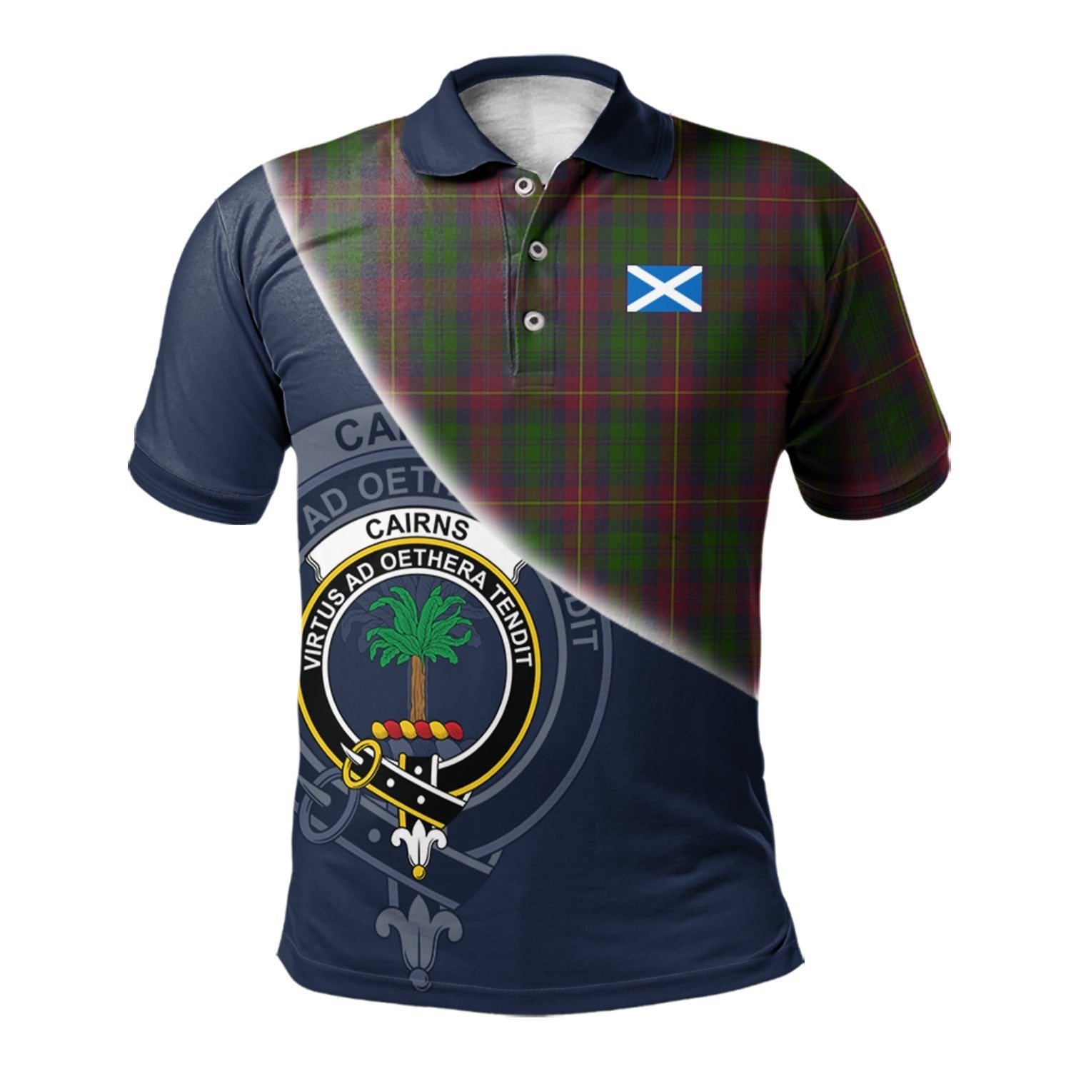 Cairns Clan Scotland Golf Polo, Tartan Mens Polo Shirts with Scottish Flag Half Style K23