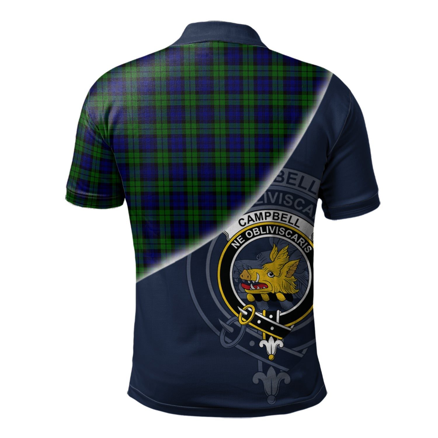 Campbell Modern Clan Scotland Golf Polo, Tartan Mens Polo Shirts with Scottish Flag Half Style K23