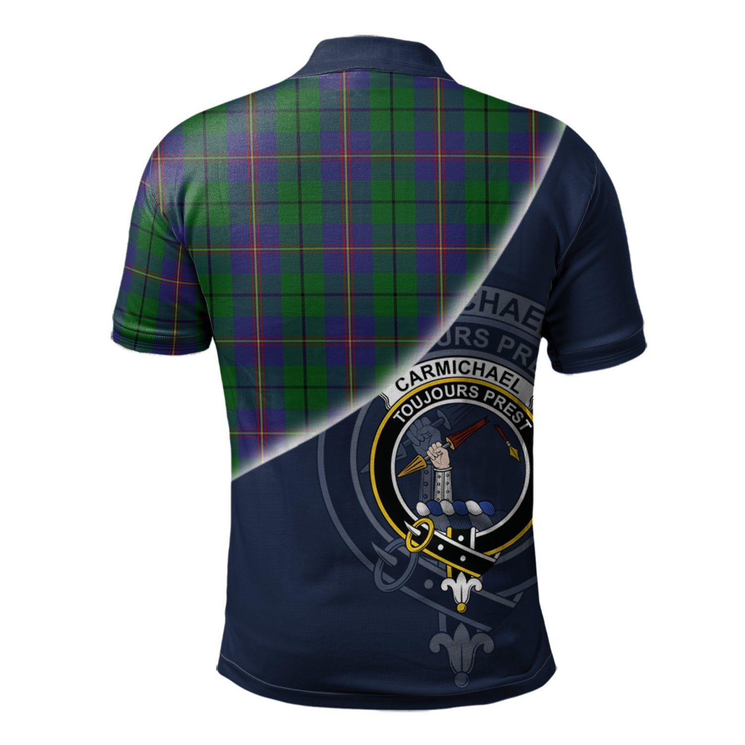 Carmichael Clan Scotland Golf Polo, Tartan Mens Polo Shirts with Scottish Flag Half Style K23