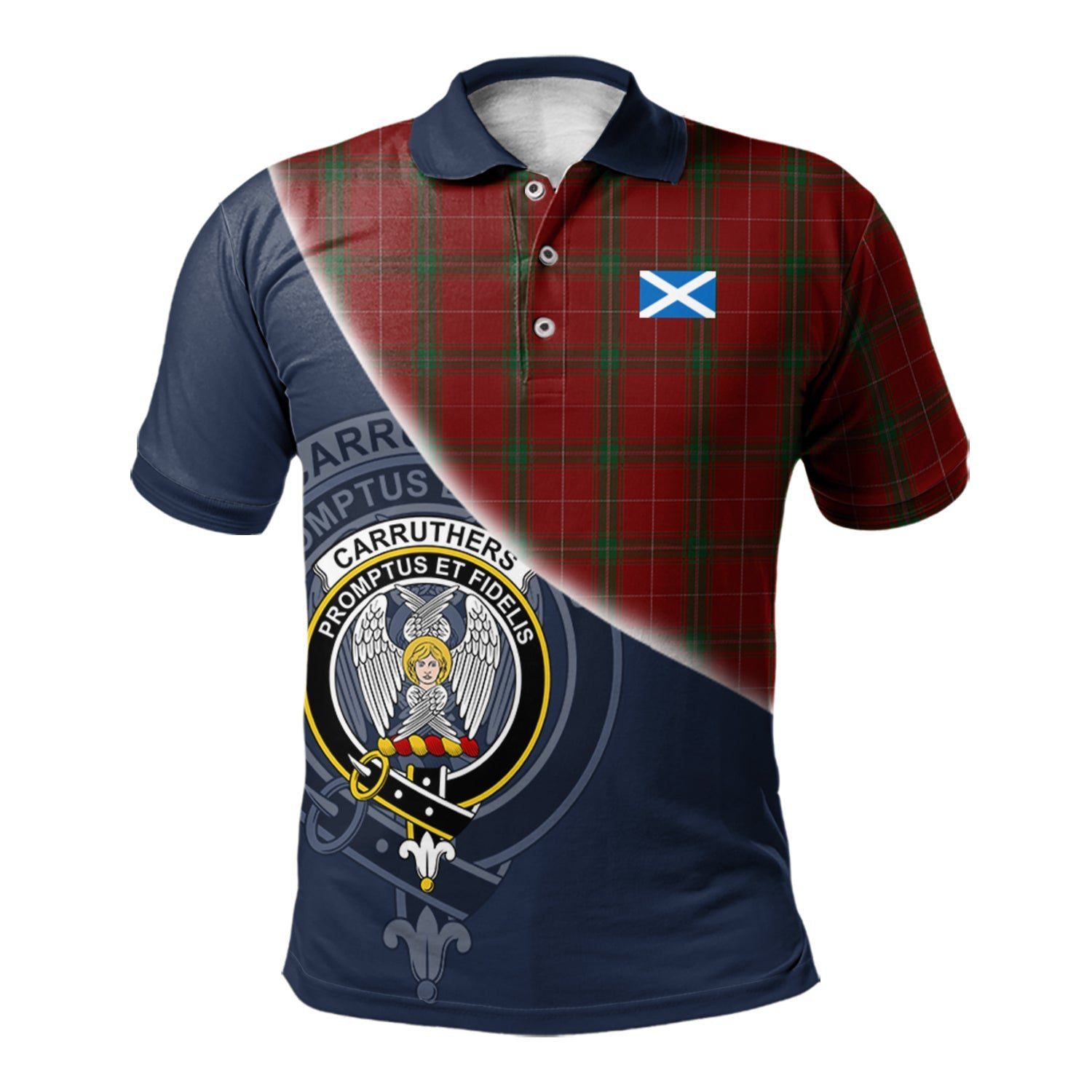 Carruthers Clan Scotland Golf Polo, Tartan Mens Polo Shirts with Scottish Flag Half Style K23