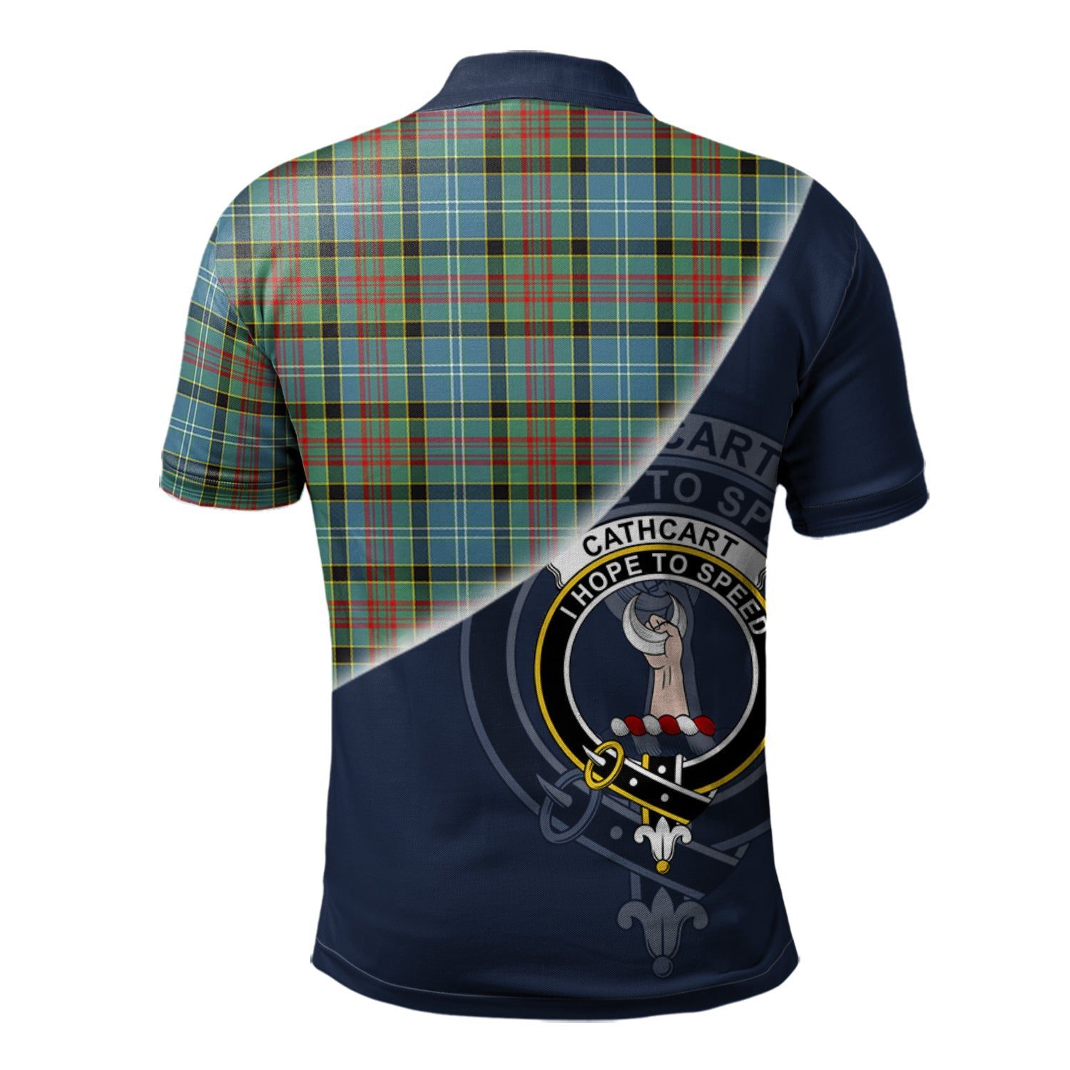Cathcart Clan Scotland Golf Polo, Tartan Mens Polo Shirts with Scottish Flag Half Style K23