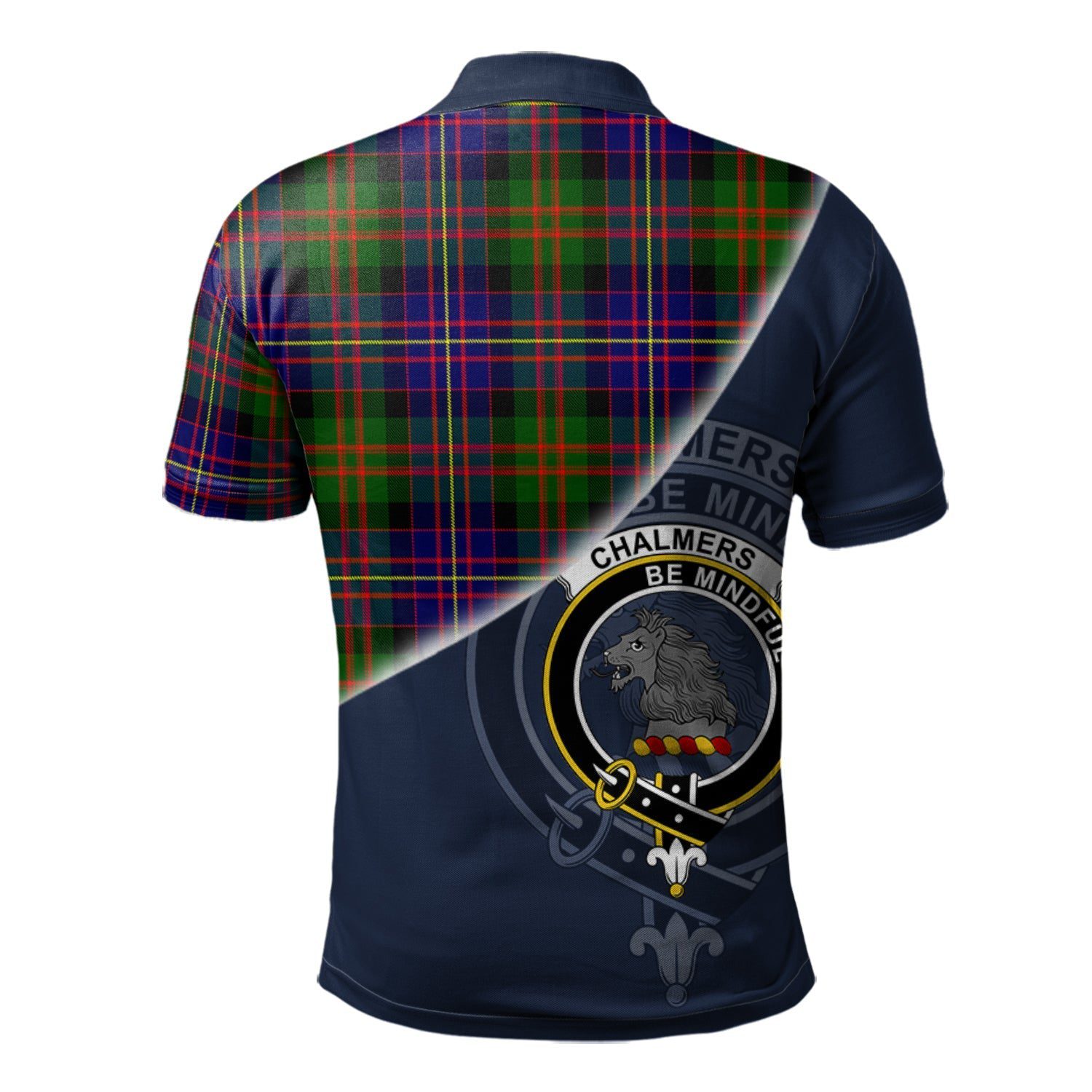 Chalmers Modern Clan Scotland Golf Polo, Tartan Mens Polo Shirts with Scottish Flag Half Style K23