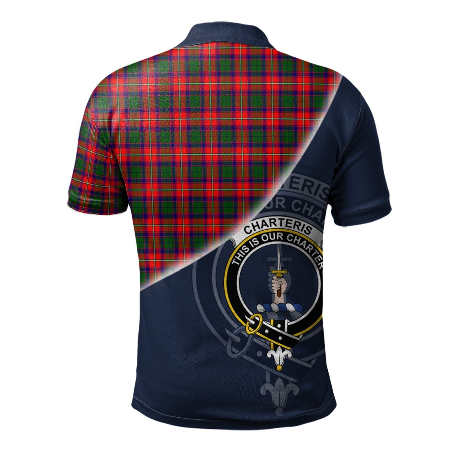 Charteris Clan Scotland Golf Polo, Tartan Mens Polo Shirts with Scottish Flag Half Style K23