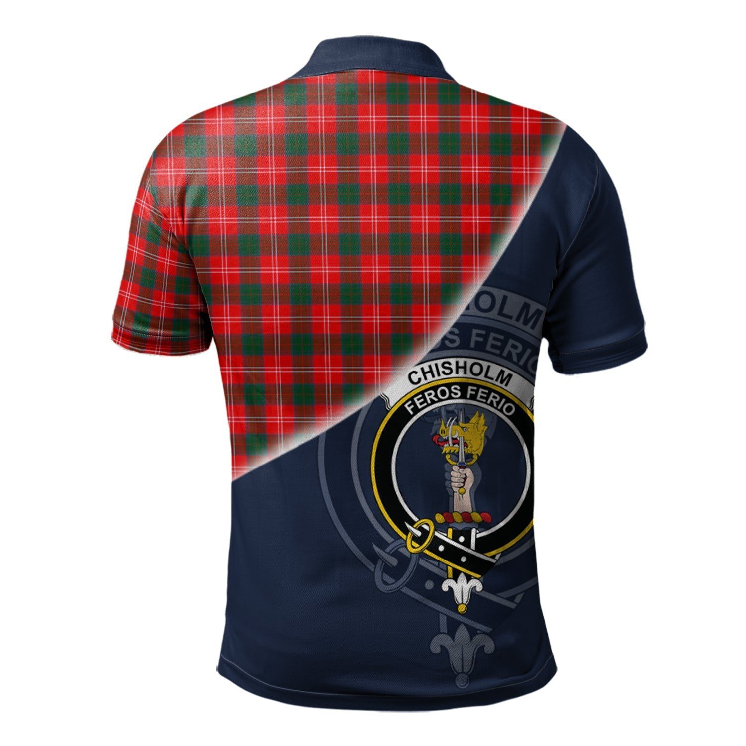 Chisholm Modern Clan Scotland Golf Polo, Tartan Mens Polo Shirts with Scottish Flag Half Style K23