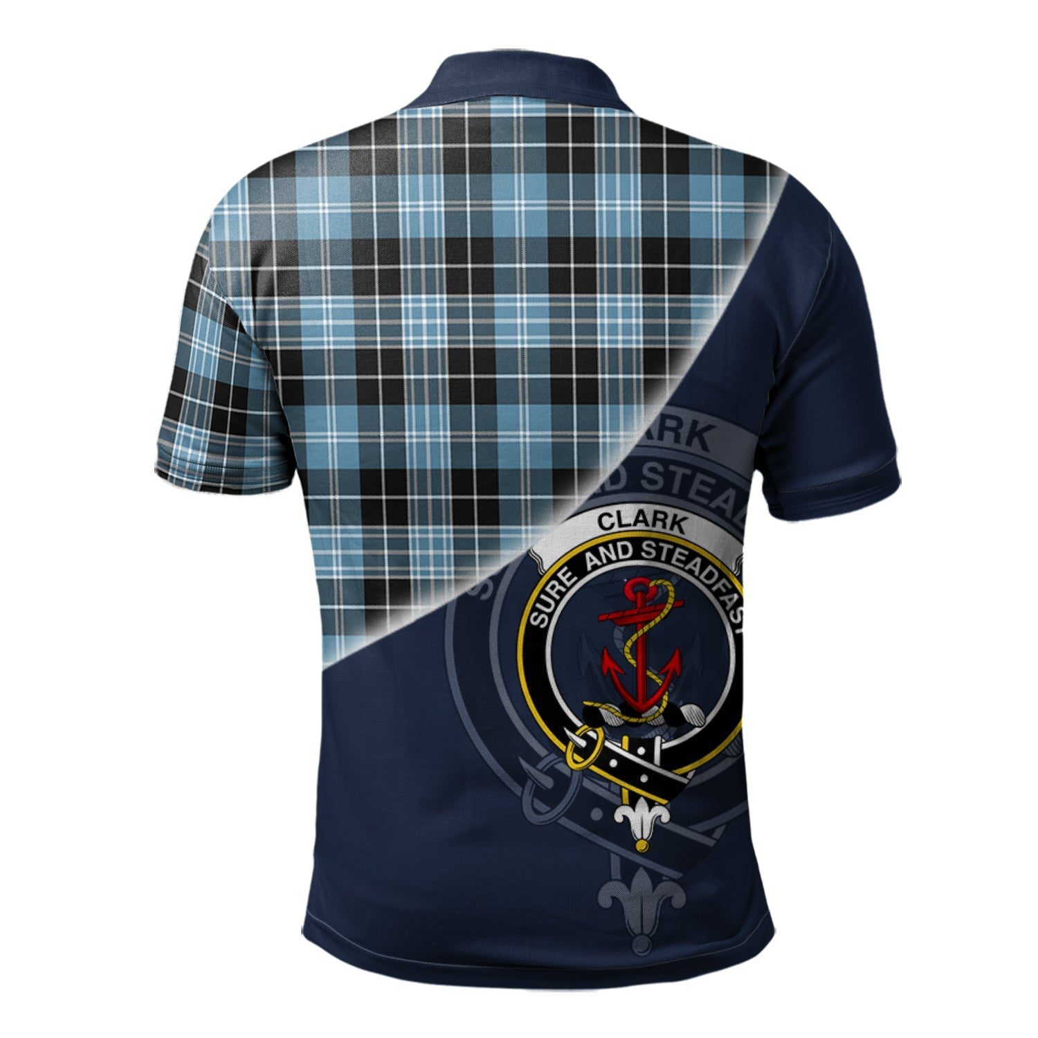 Clark Ancient Clan Scotland Golf Polo, Tartan Mens Polo Shirts with Scottish Flag Half Style K23