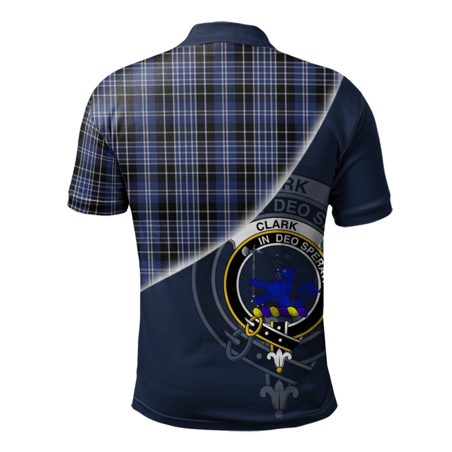 Clark (Lion) Clan Scotland Golf Polo, Tartan Mens Polo Shirts with Scottish Flag Half Style K23