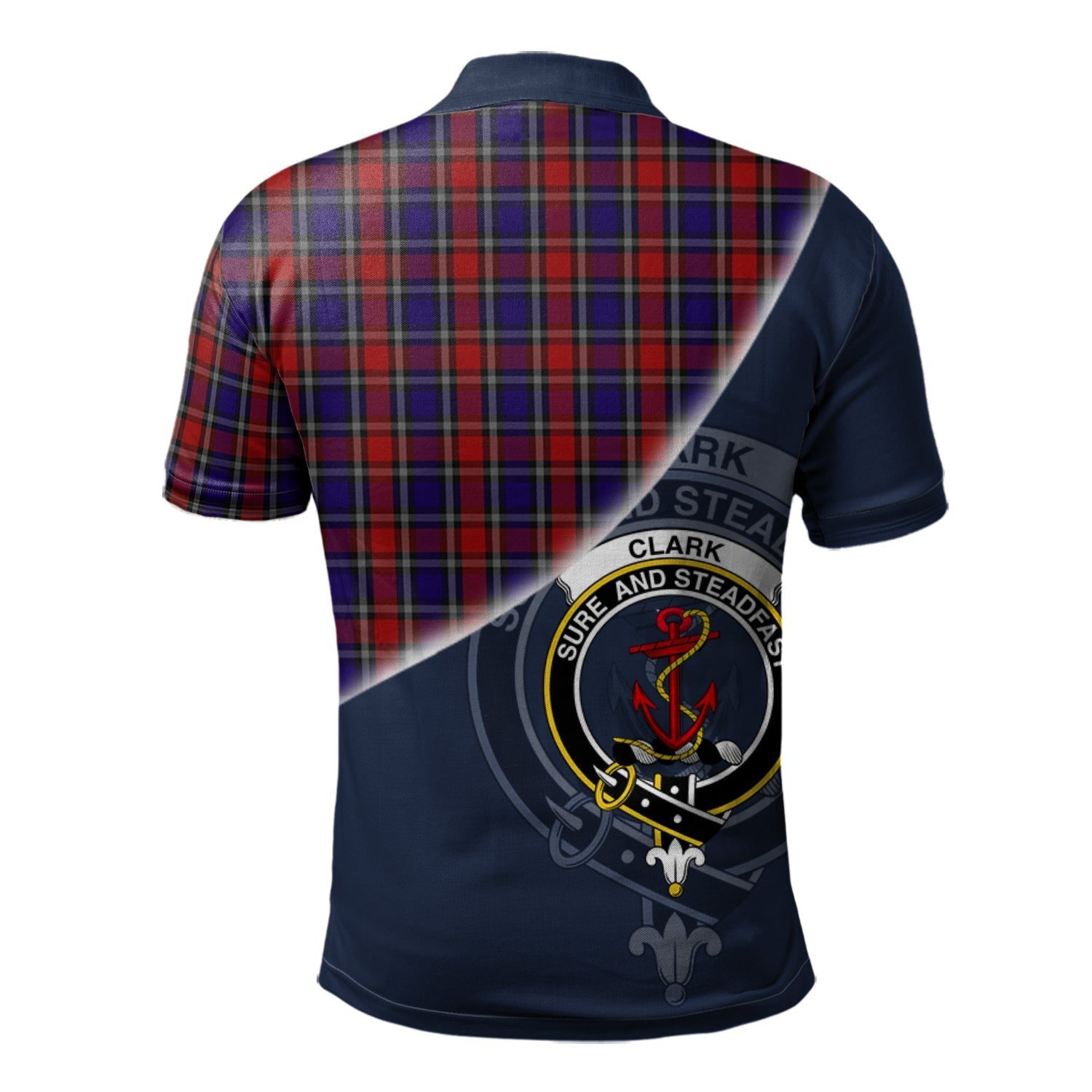 Clark Red Clan Scotland Golf Polo, Tartan Mens Polo Shirts with Scottish Flag Half Style K23
