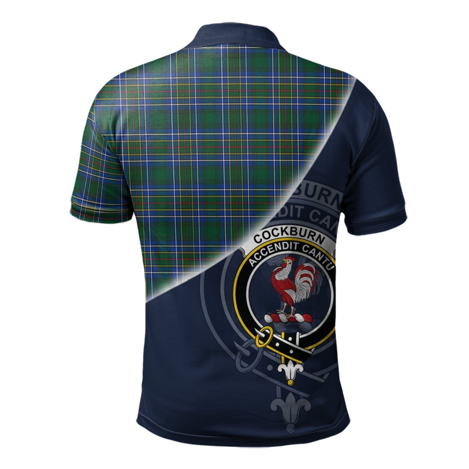Cockburn Ancient Clan Scotland Golf Polo, Tartan Mens Polo Shirts with Scottish Flag Half Style K23