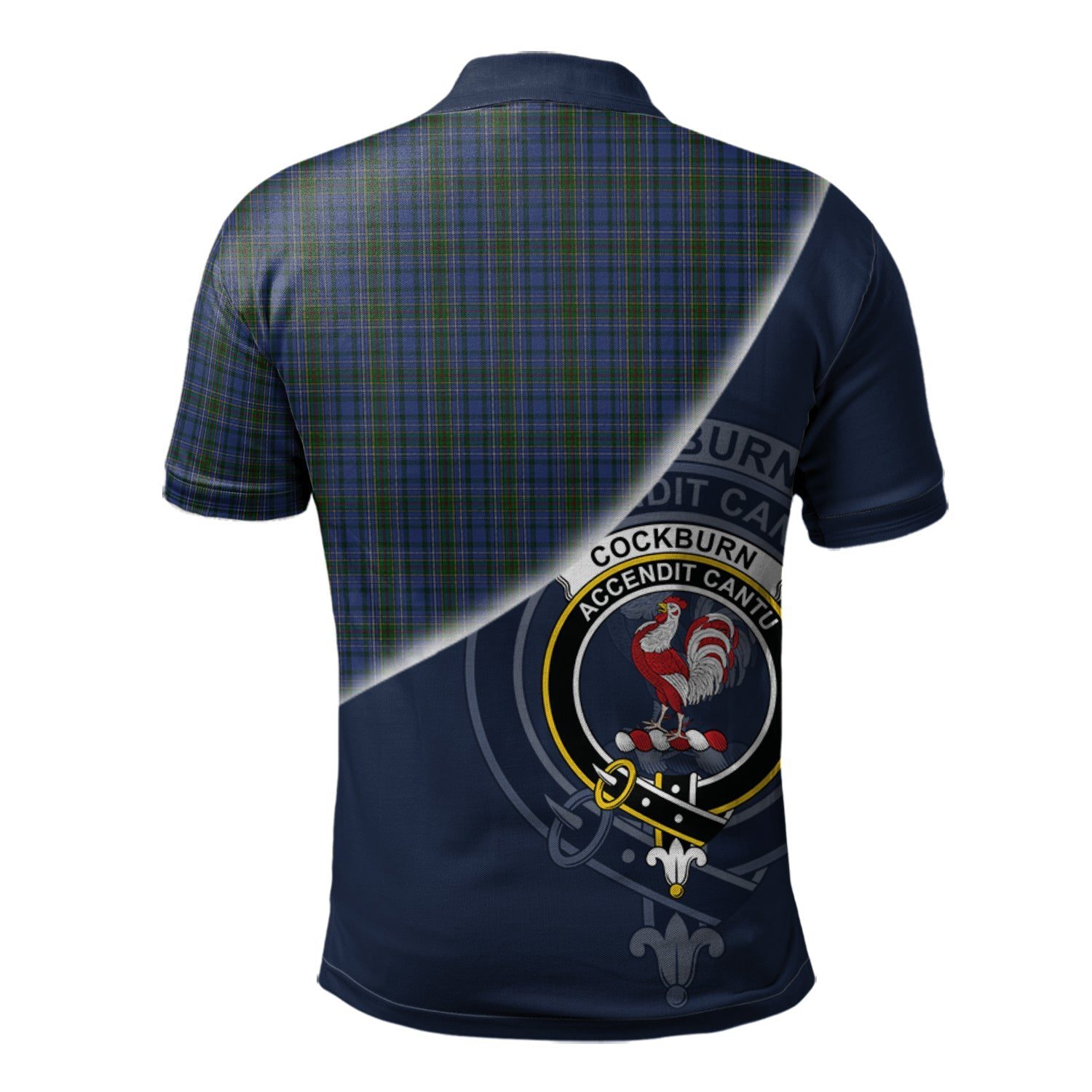 Cockburn Blue Clan Scotland Golf Polo, Tartan Mens Polo Shirts with Scottish Flag Half Style K23