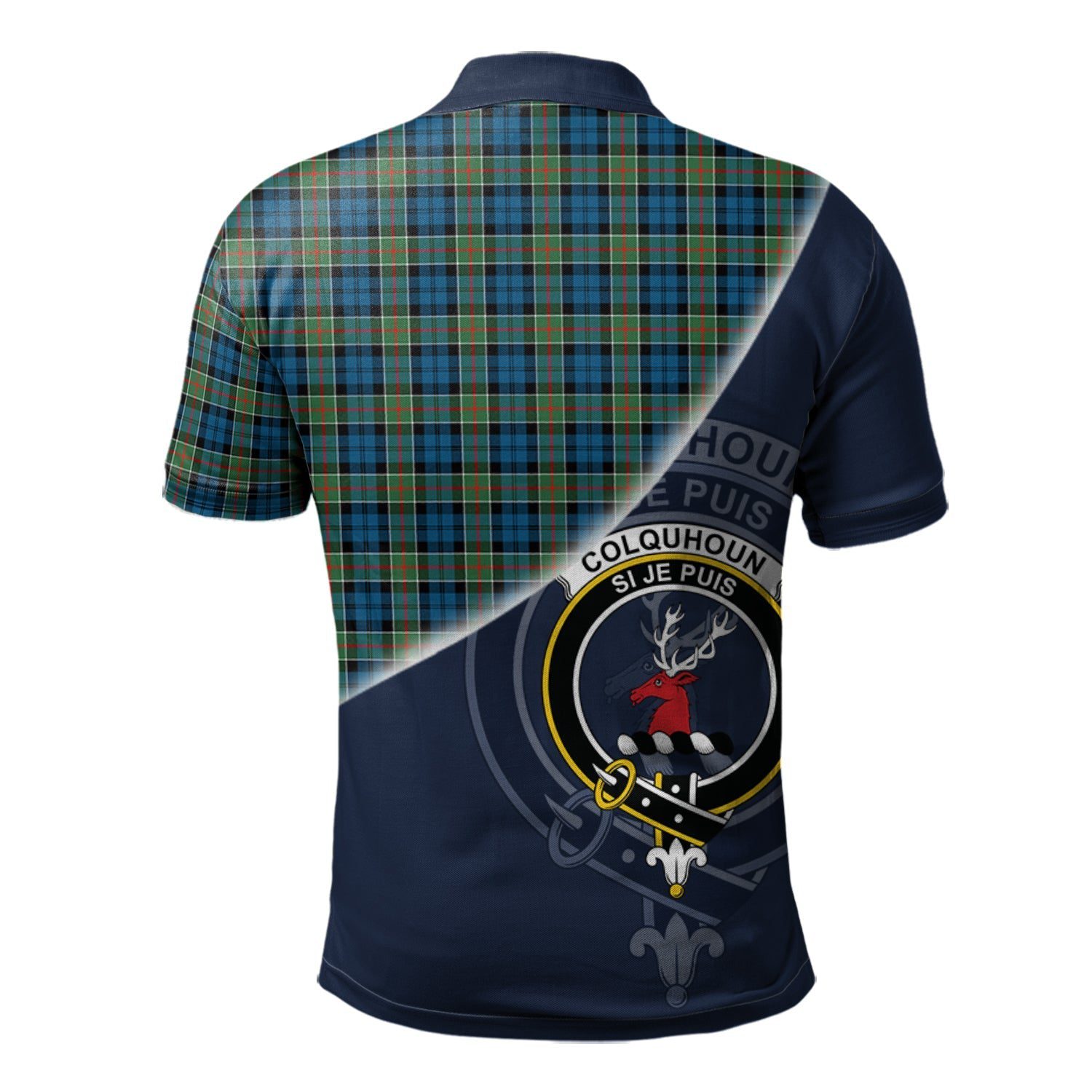 Colquhoun Ancient Clan Scotland Golf Polo, Tartan Mens Polo Shirts with Scottish Flag Half Style K23