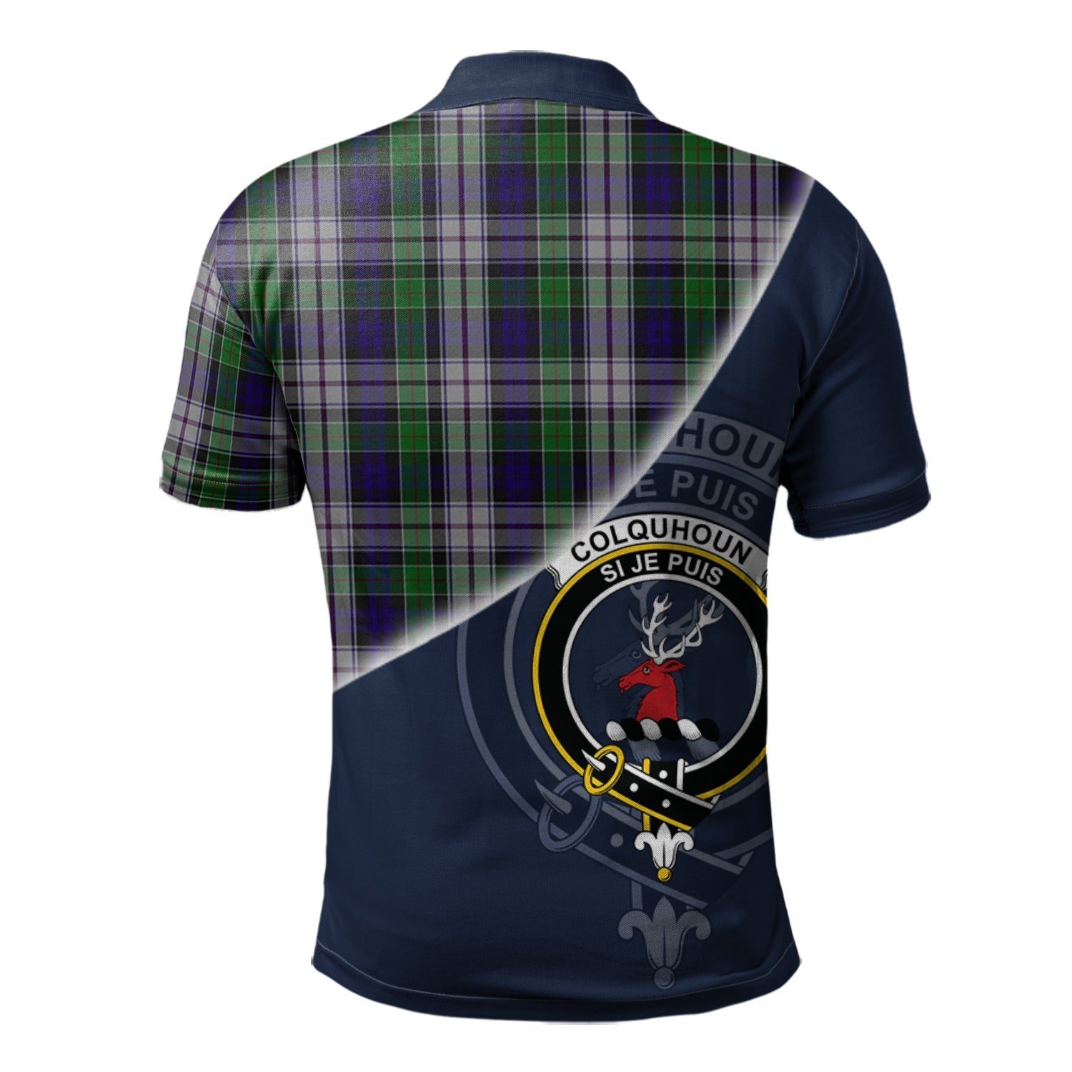 Colquhoun Dress Clan Scotland Golf Polo, Tartan Mens Polo Shirts with Scottish Flag Half Style K23