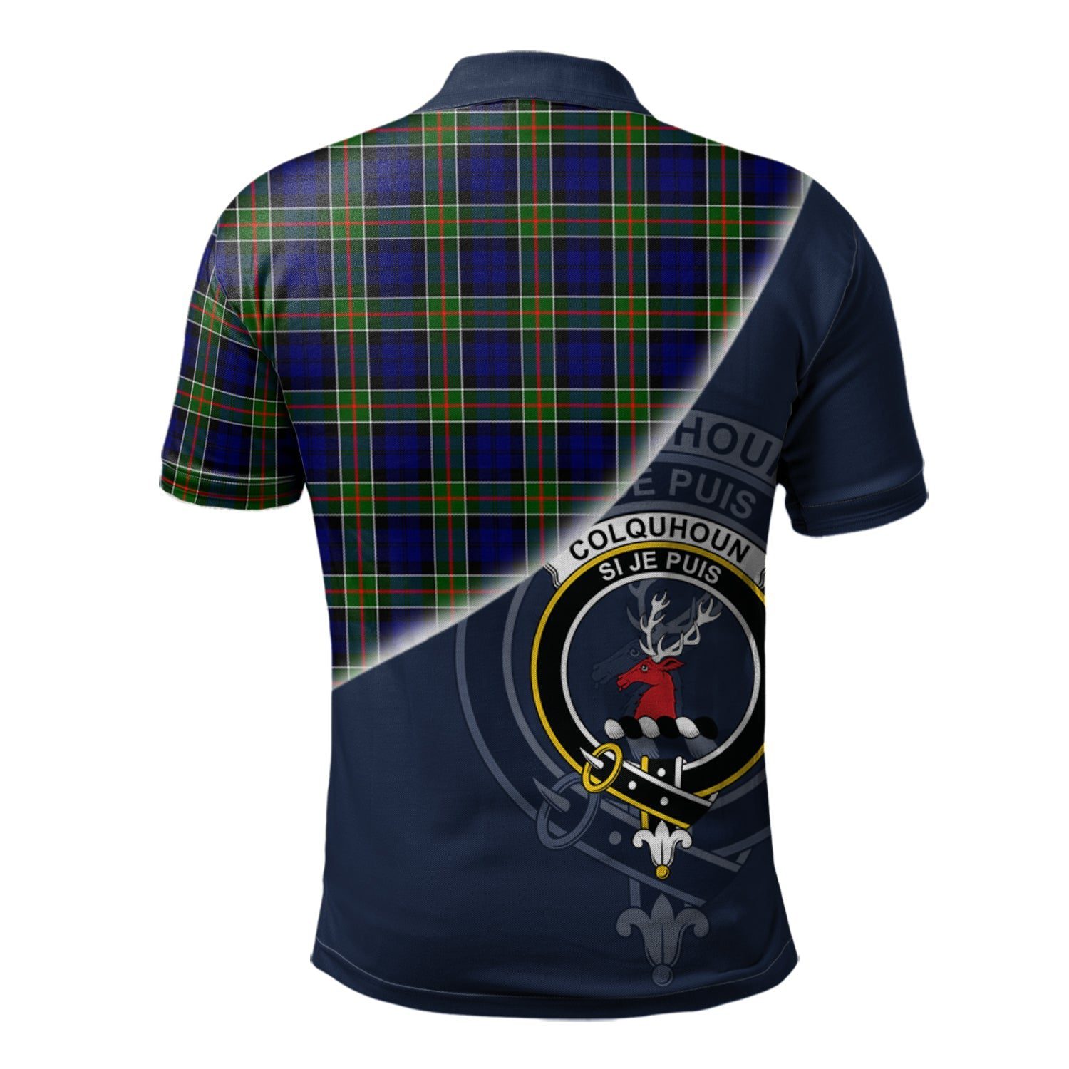 Colquhoun Modern Clan Scotland Golf Polo, Tartan Mens Polo Shirts with Scottish Flag Half Style K23