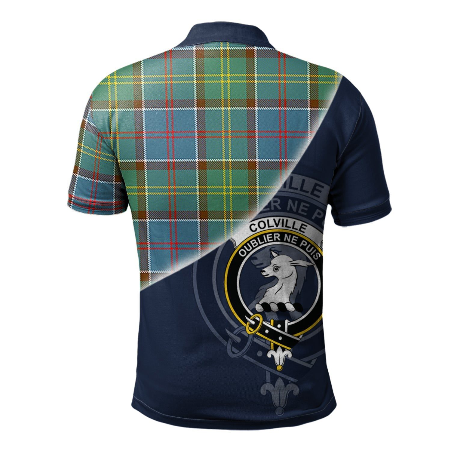Colville Clan Scotland Golf Polo, Tartan Mens Polo Shirts with Scottish Flag Half Style K23